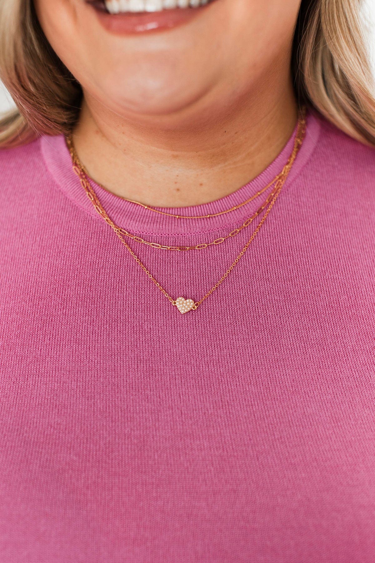 Moments of Happiness Heart Necklace- Gold - Image 2