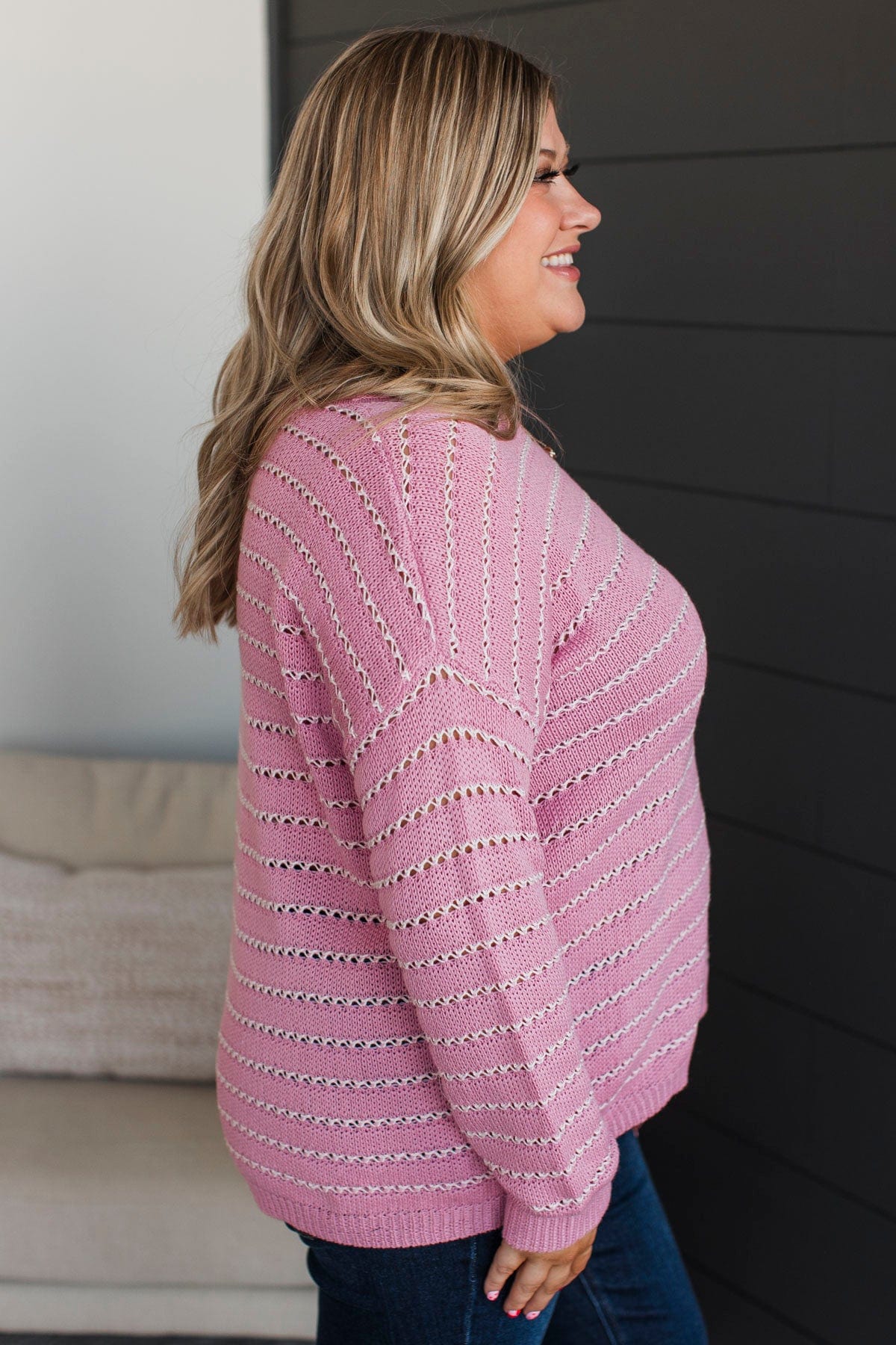 Moments of Kindness Striped Knit Sweater- Pink - Image 5