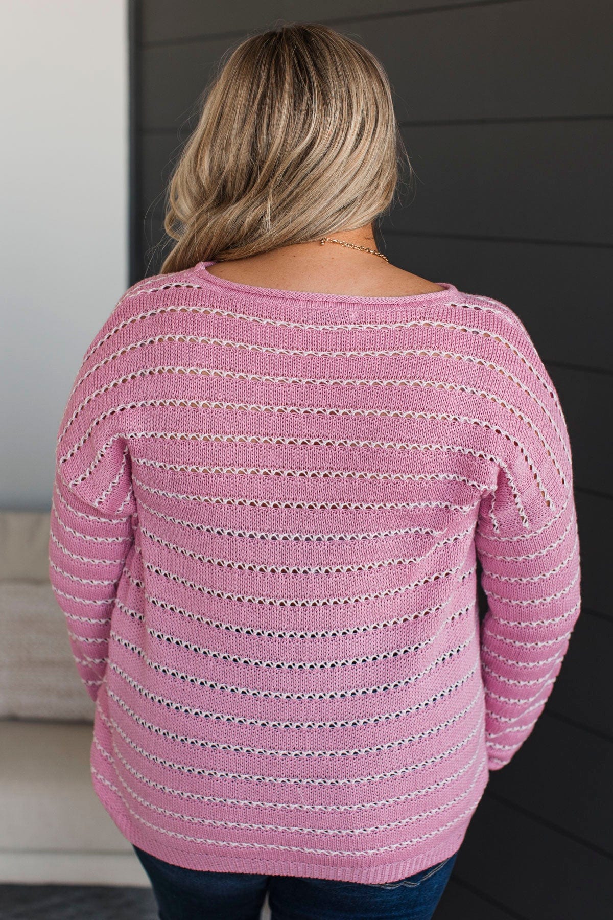 Moments of Kindness Striped Knit Sweater- Pink - Image 7