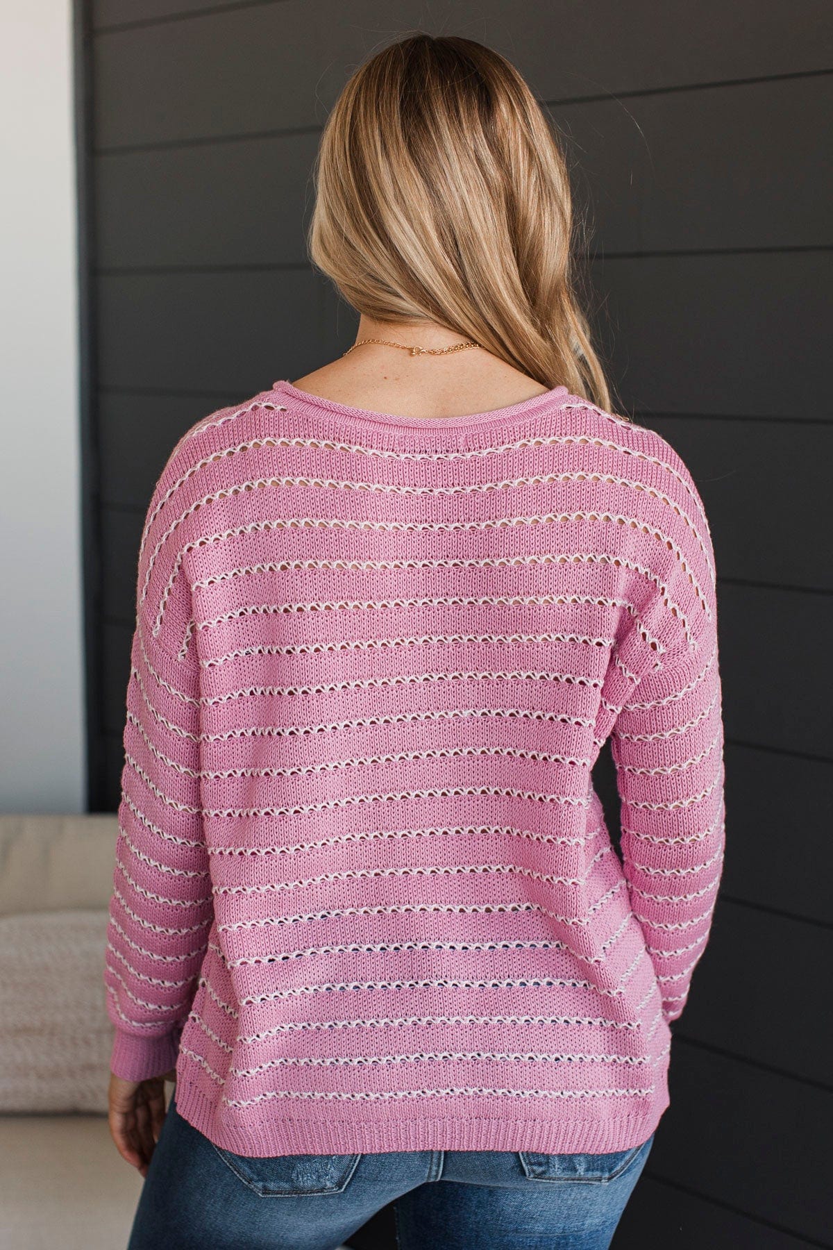 Moments of Kindness Striped Knit Sweater- Pink - Image 8