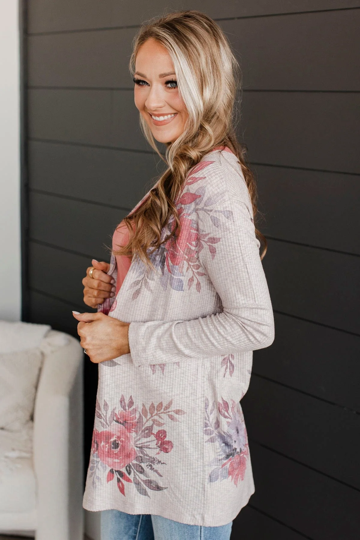 Moments Of Perfection Floral Cardigan- Dusty Lavender - Image 4