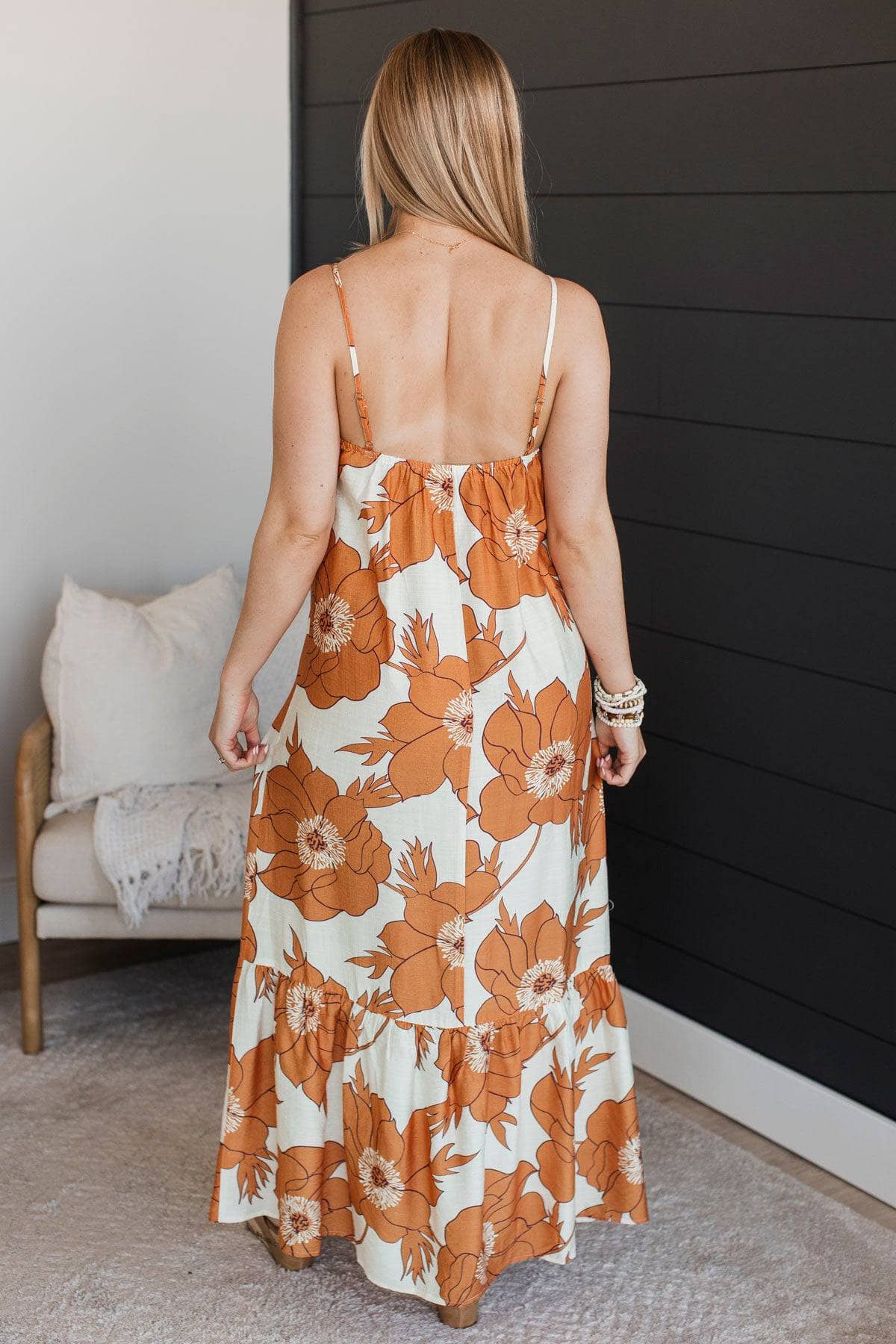 Moments Of The Heart Floral Maxi Dress- Burnt Orange - Image 6