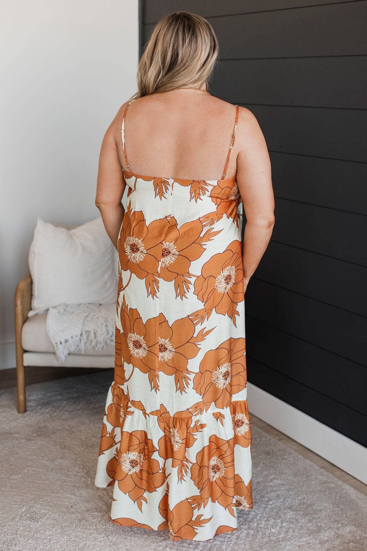 Moments Of The Heart Floral Maxi Dress- Burnt Orange - Image 7