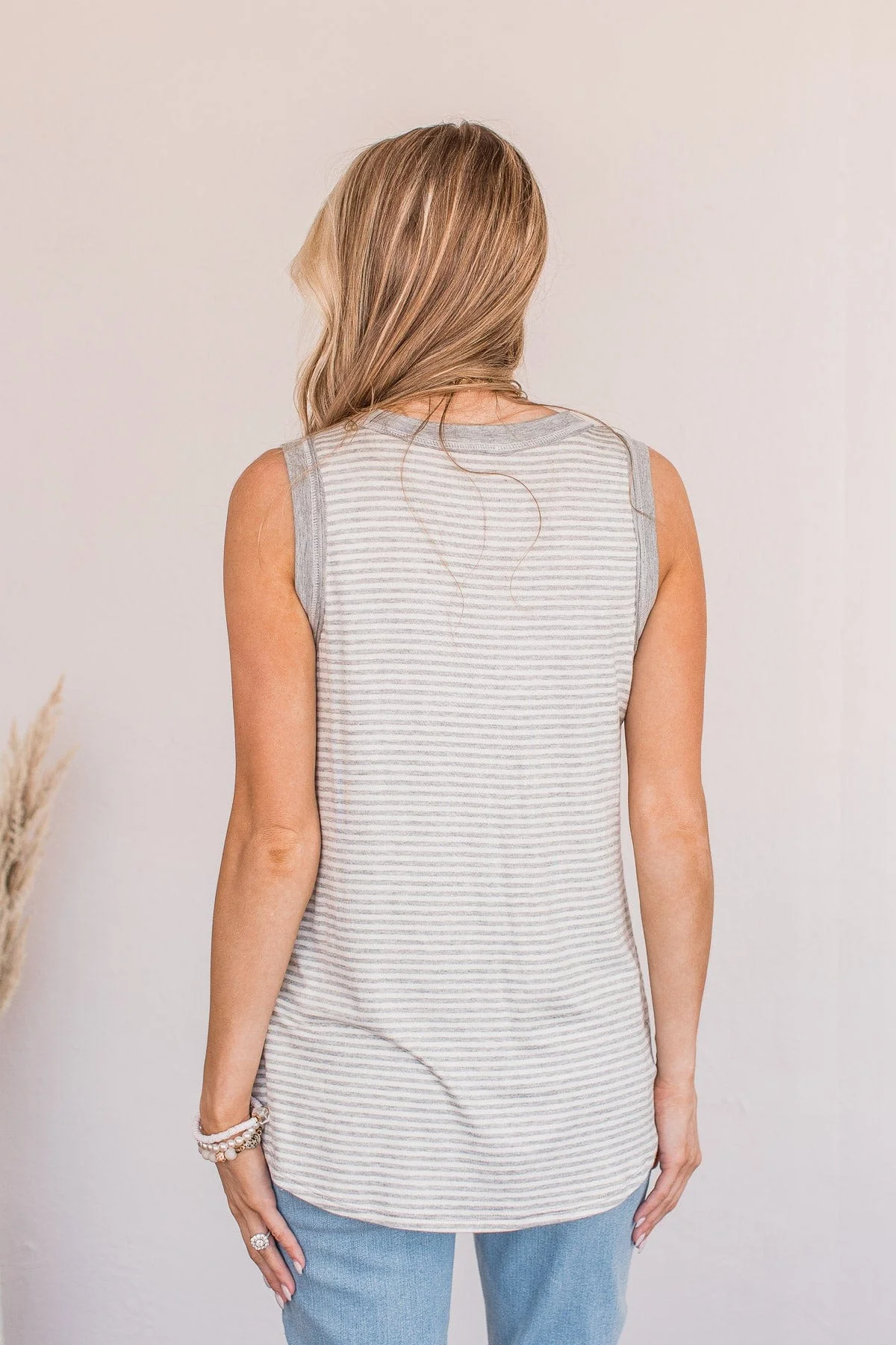 Moments To Remember Striped Tank- Gray - Image 8