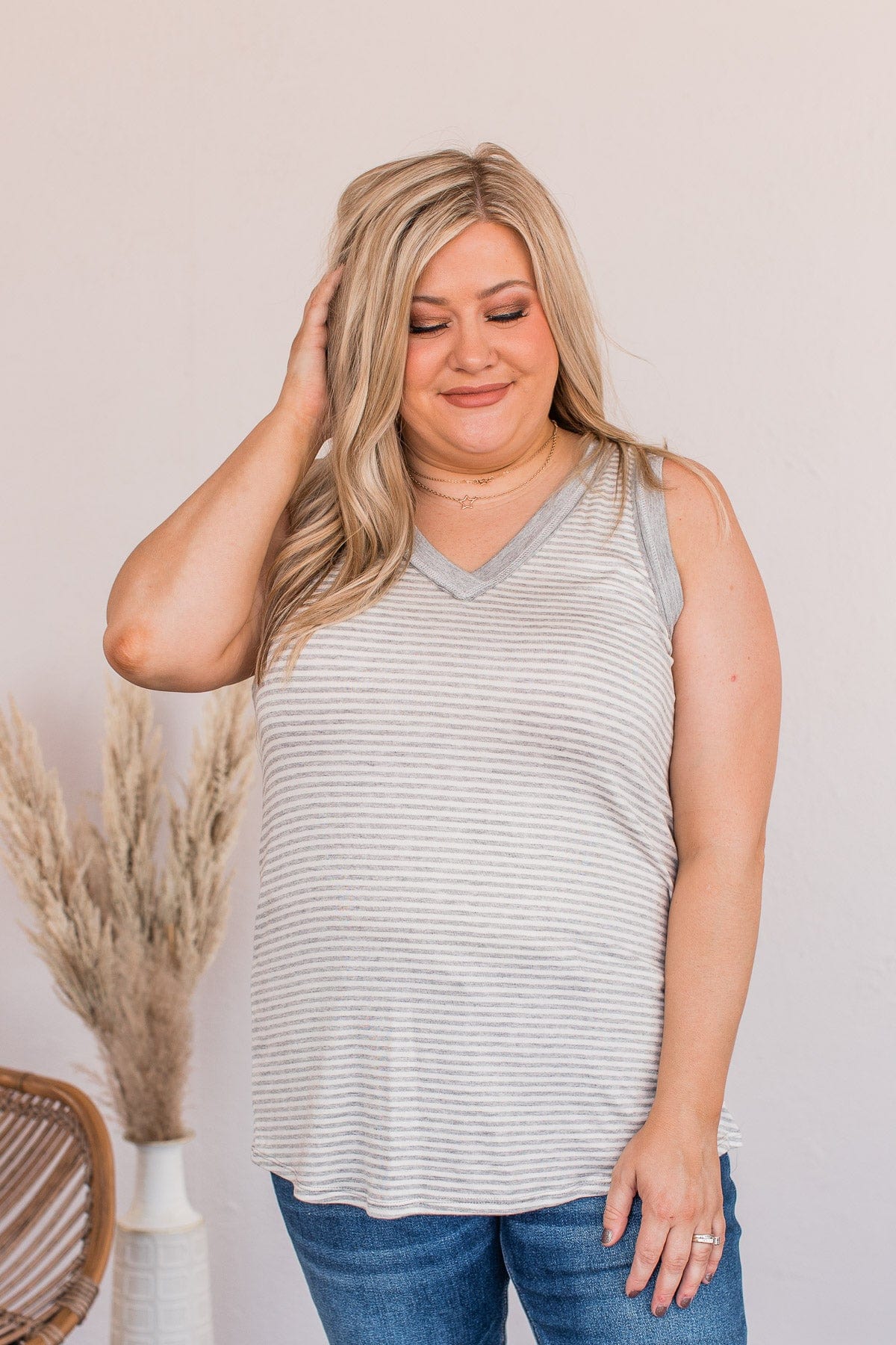 Moments To Remember Striped Tank- Gray - Image 9