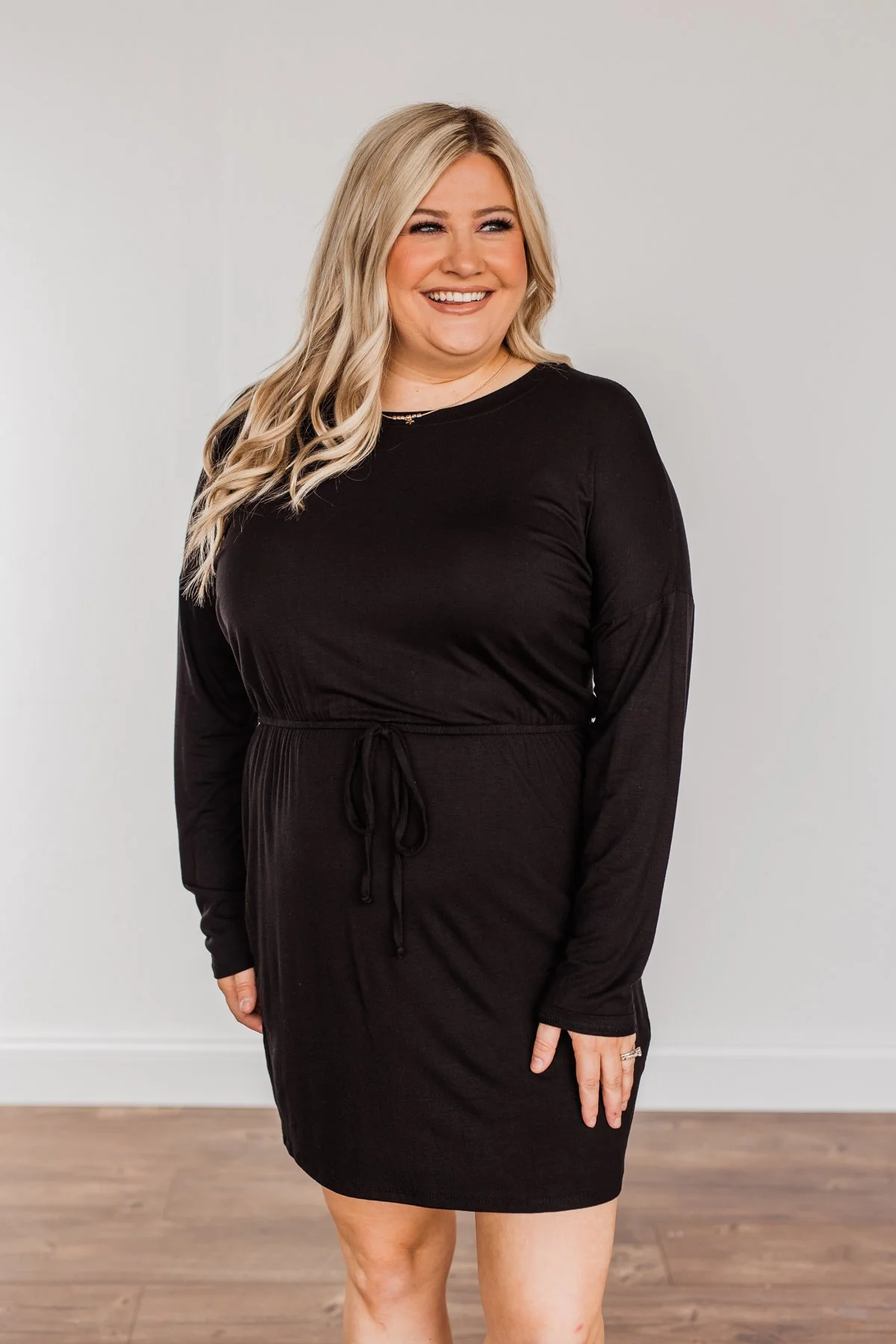 Moonlight Kisses Long Sleeve Dress- Black - Image 4