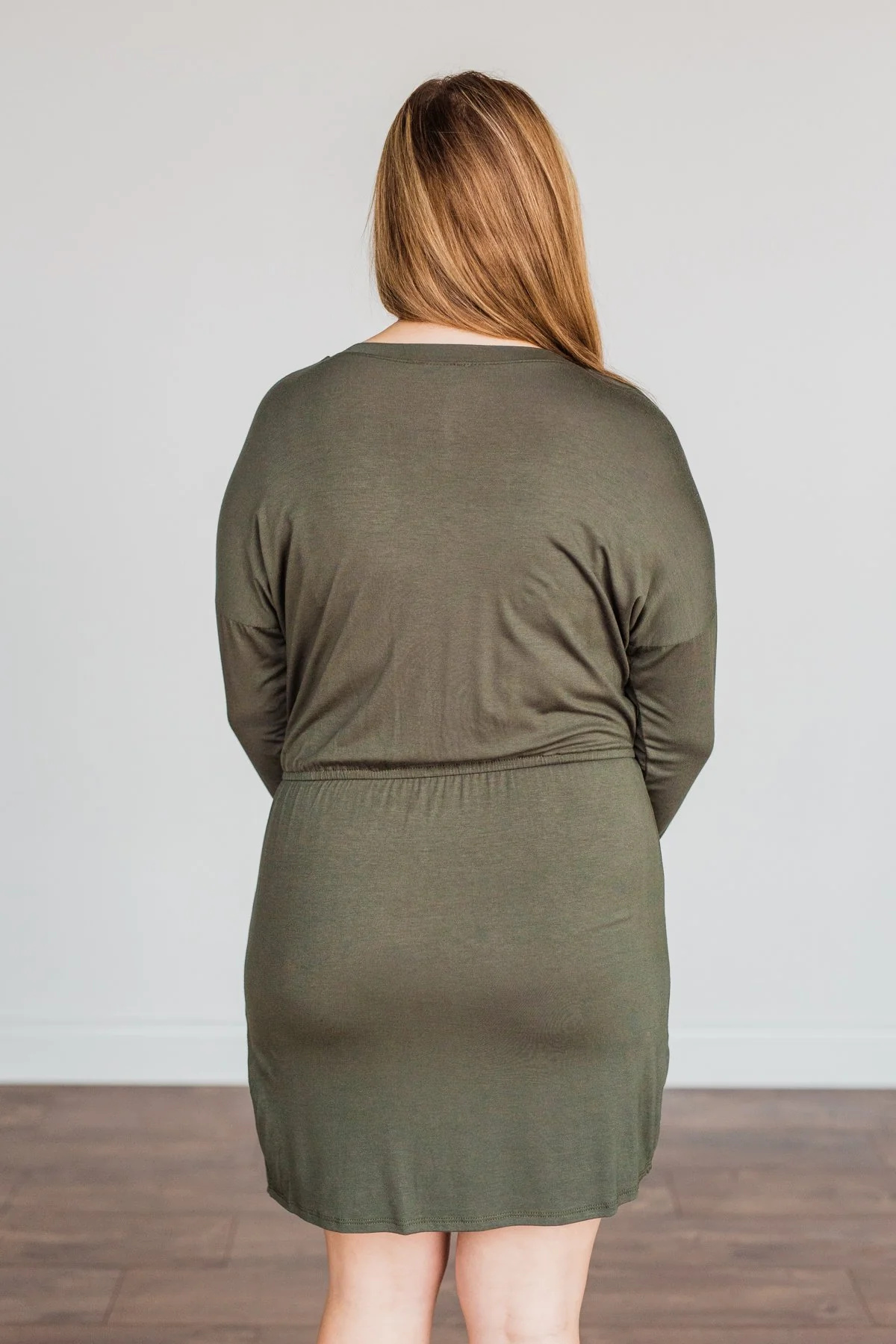 Moonlight Kisses Long Sleeve Dress- Dark Olive - Image 11