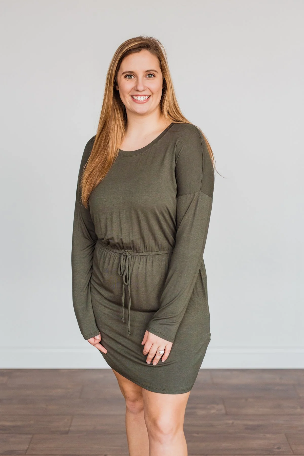 Moonlight Kisses Long Sleeve Dress- Dark Olive - Image 6
