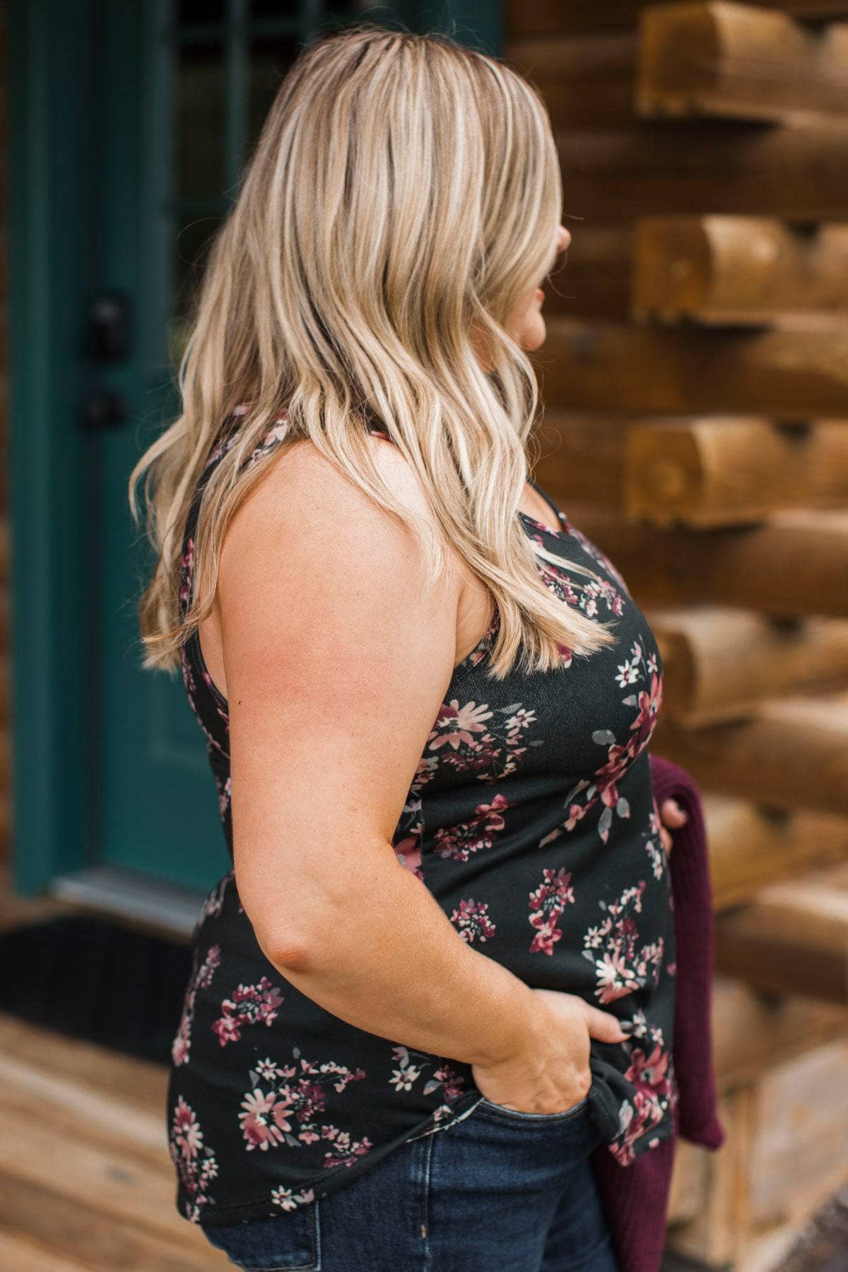 More For Me Floral Tank Top- Black - Image 5