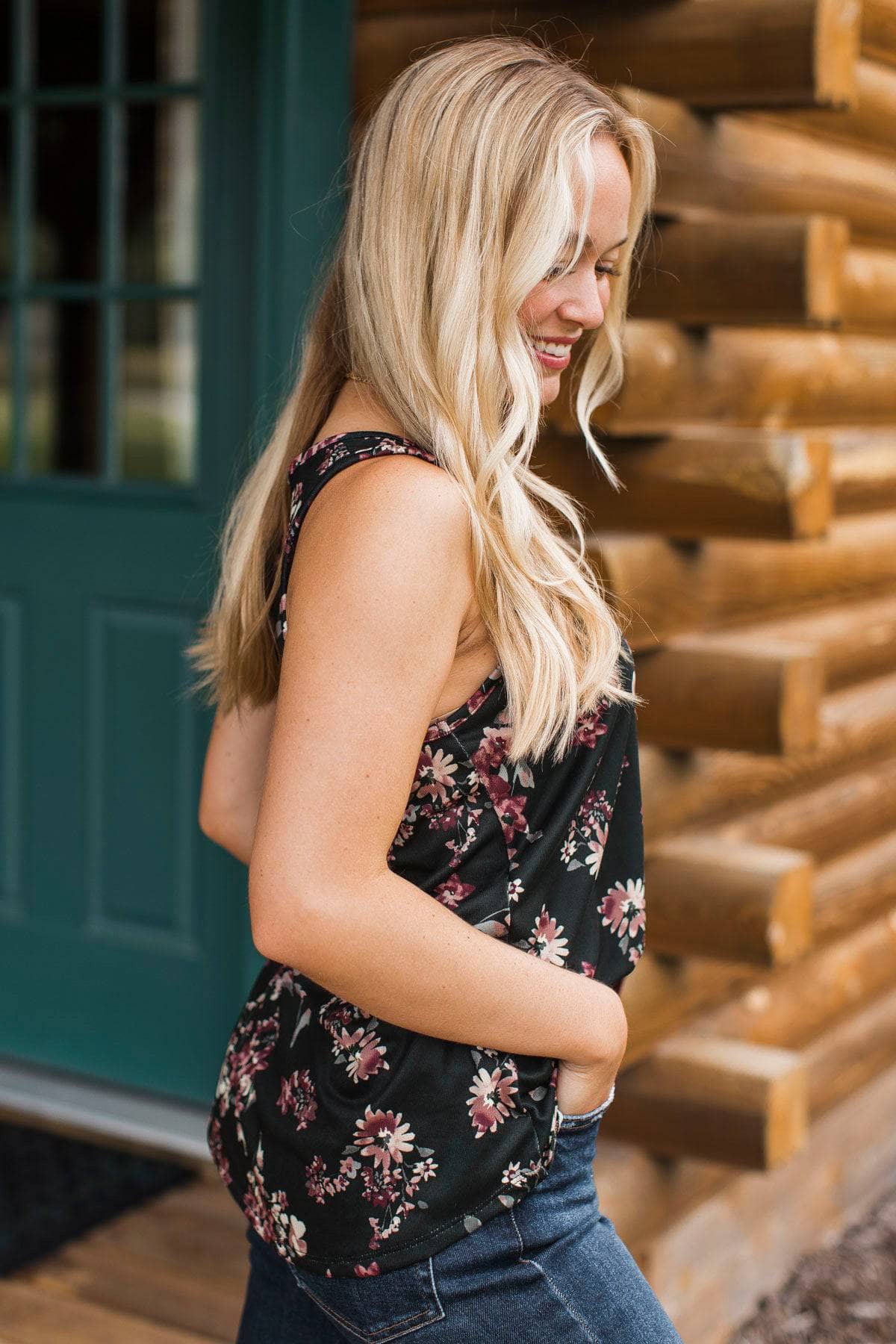 More For Me Floral Tank Top- Black - Image 6