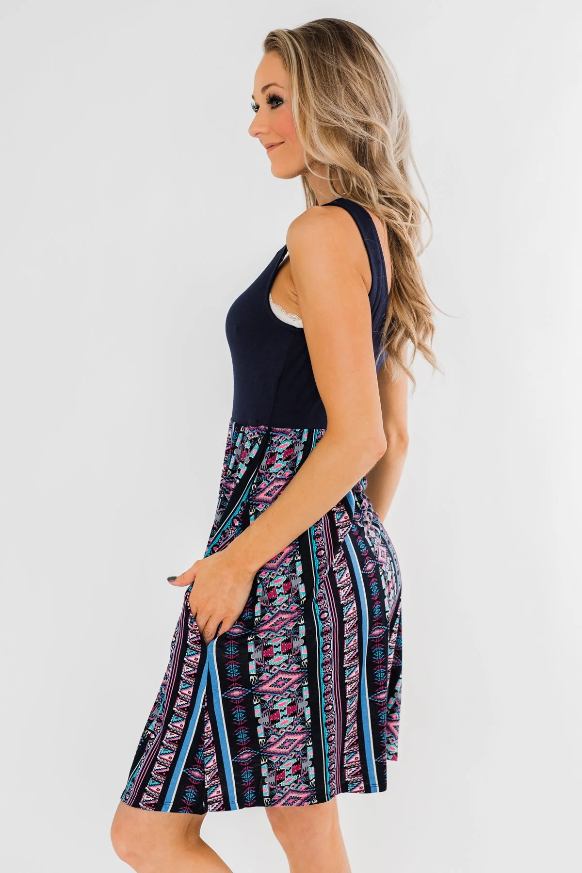More Of You Aztec Dress- Navy - Image 2