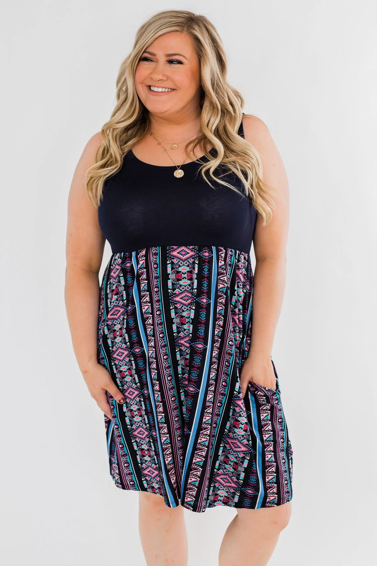 More Of You Aztec Dress- Navy - Image 4