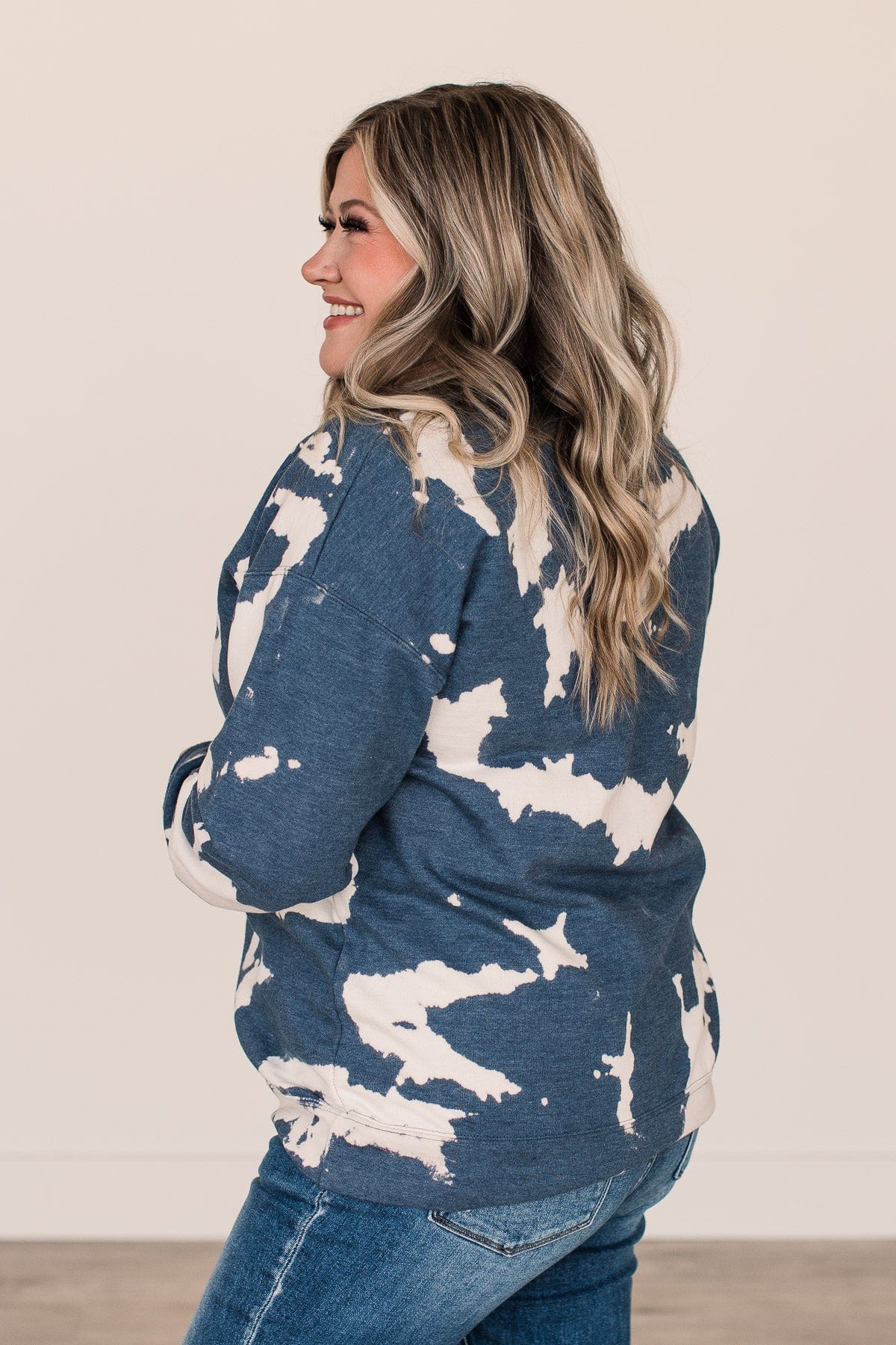"More Spice Than Pumpkin" Bleached Crew Neck- Navy - Image 6