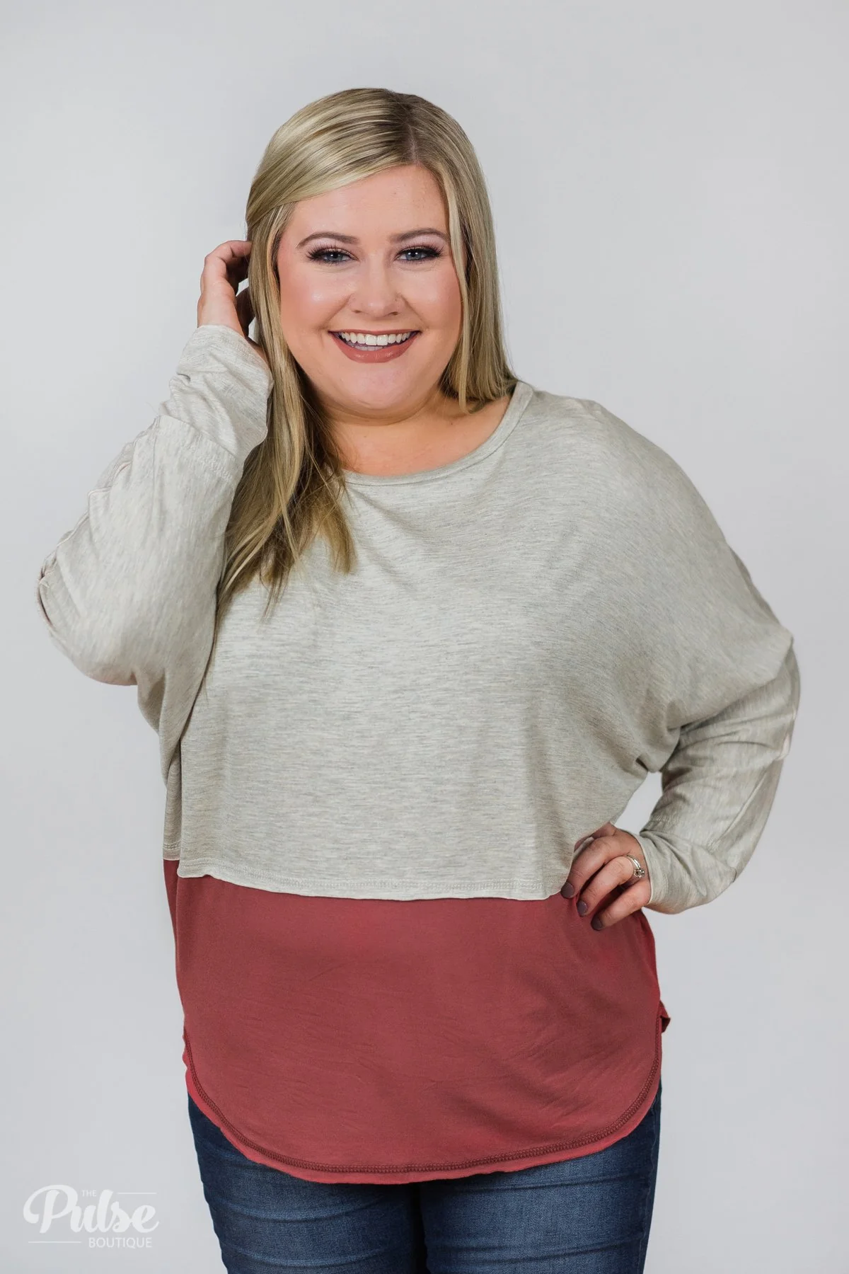 More Than Enough Dolman Color Block Top- Cream & Marsala - Image 8