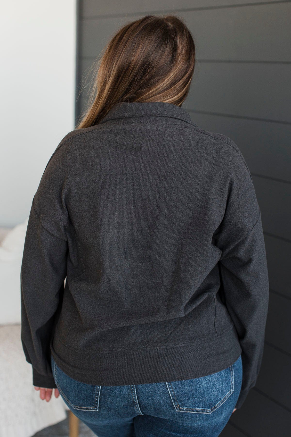 More Than Possible Quarter Button Pullover- Dark Charcoal - Image 7