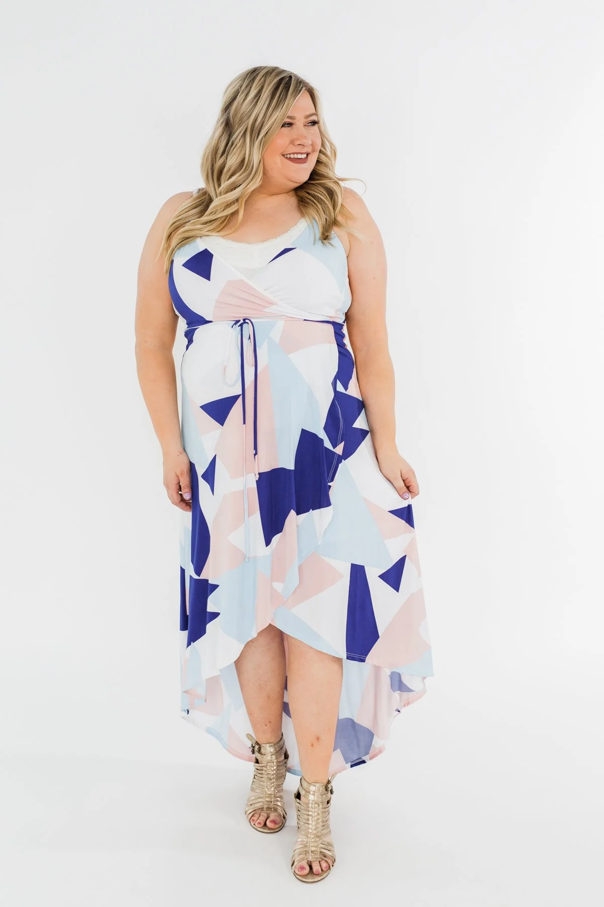 Morning Breeze Hi-Low Dress- Ivory, Blue, & Blush - Image 6