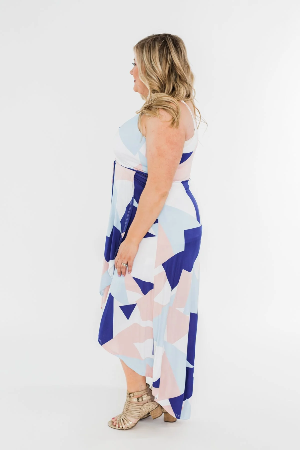 Morning Breeze Hi-Low Dress- Ivory, Blue, & Blush - Image 8