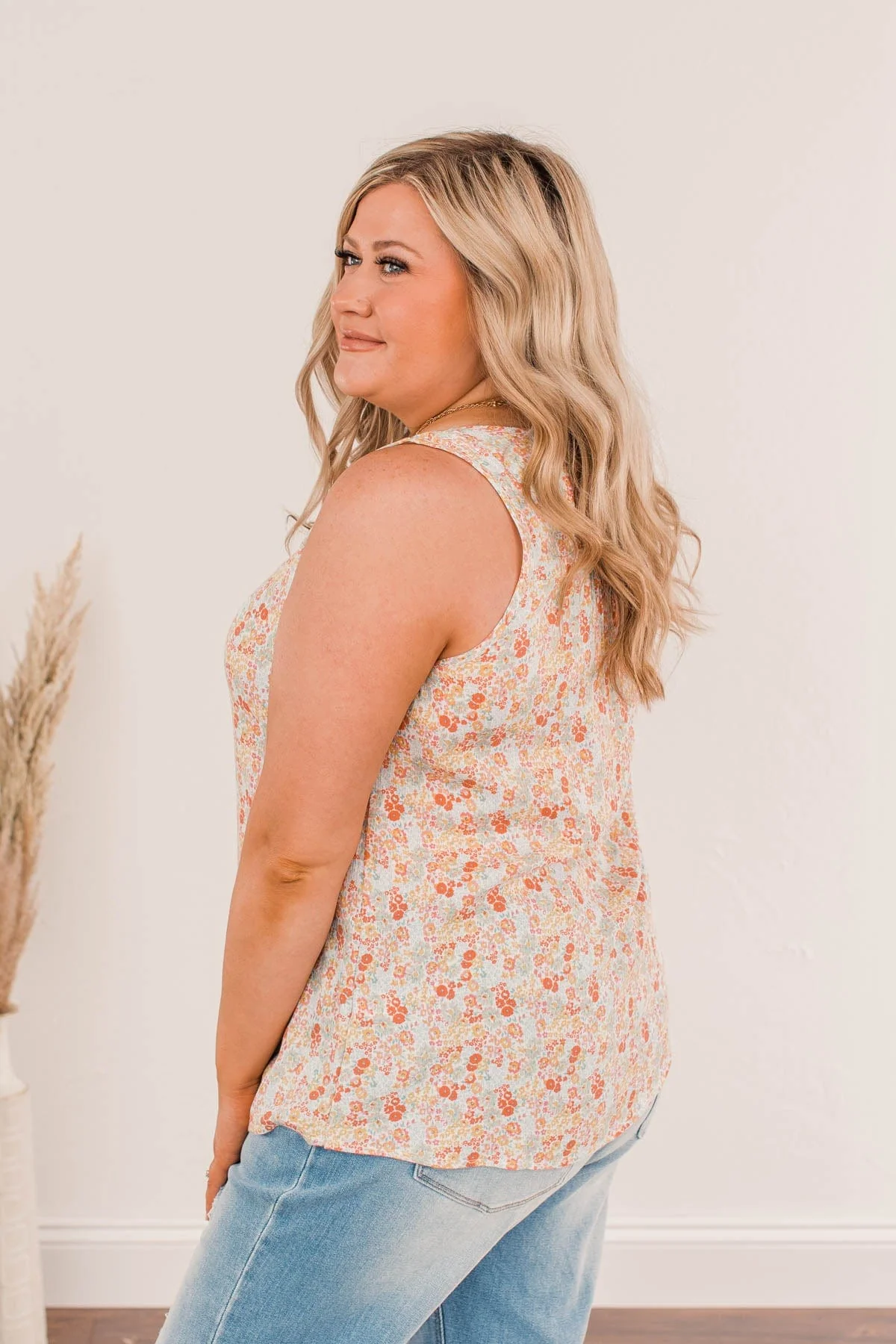 Morning Meadows Floral Tank- Coral & Yellow - Image 9