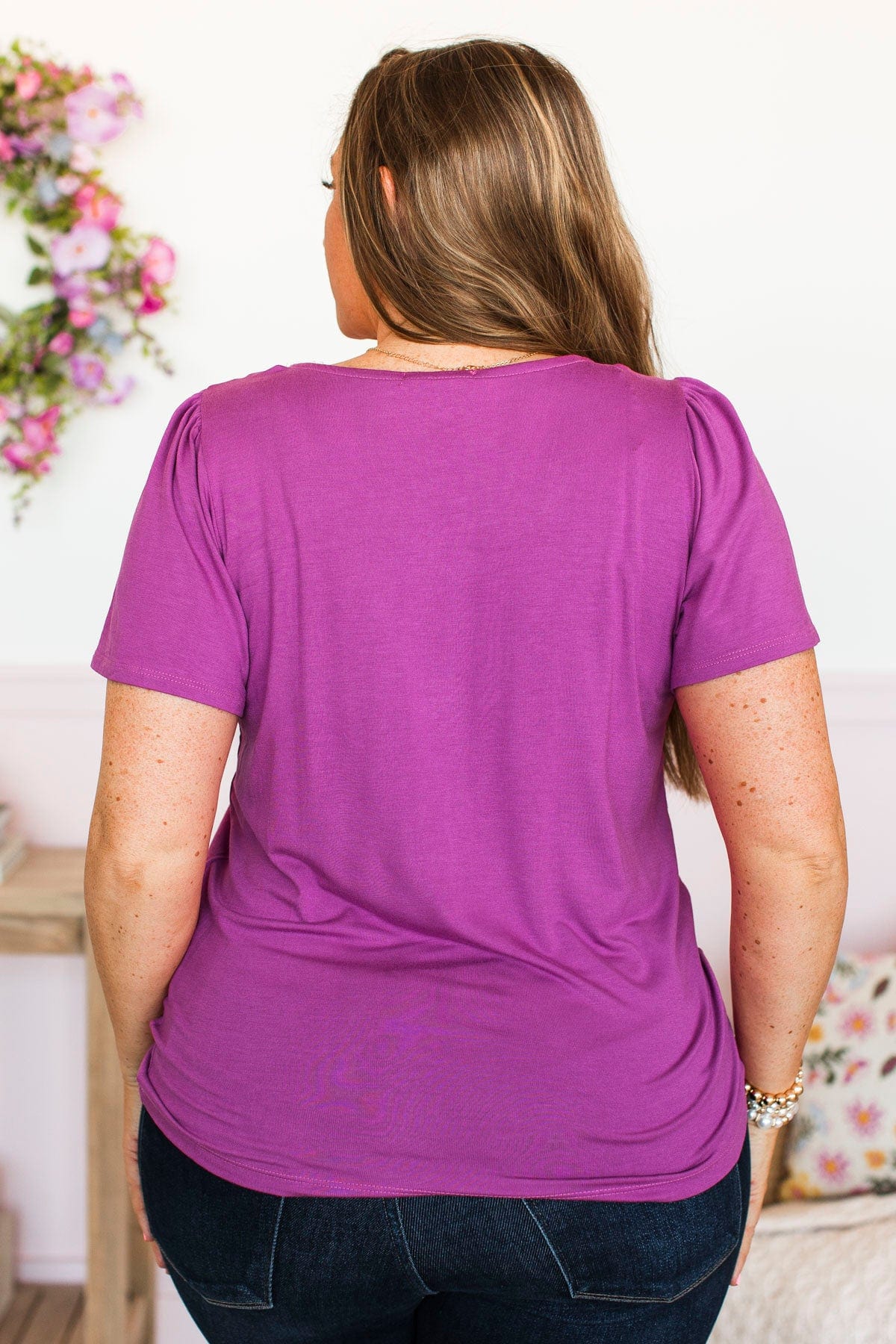 Most Importantly Short Sleeve Top- Magenta - Image 12