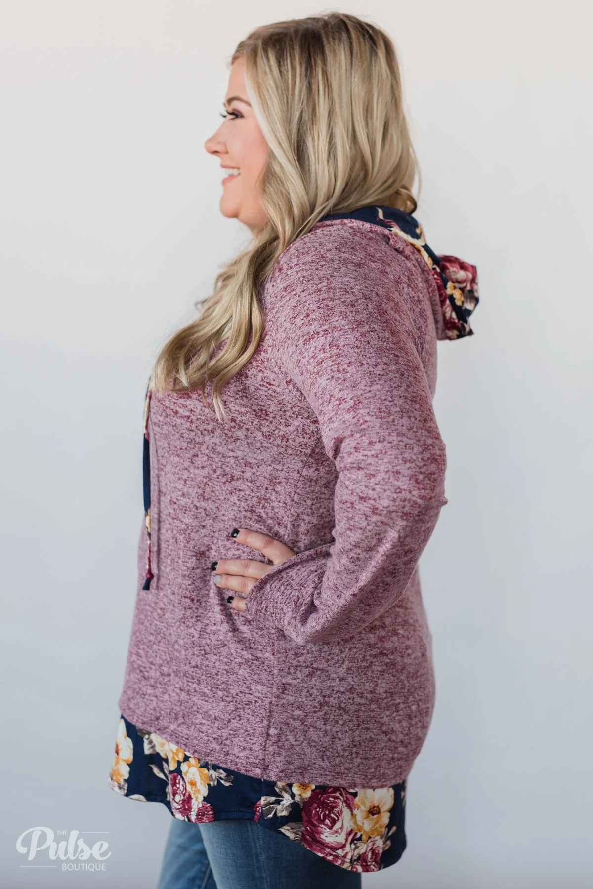 Most of All Floral Hoodie- Heather Plum - Image 14