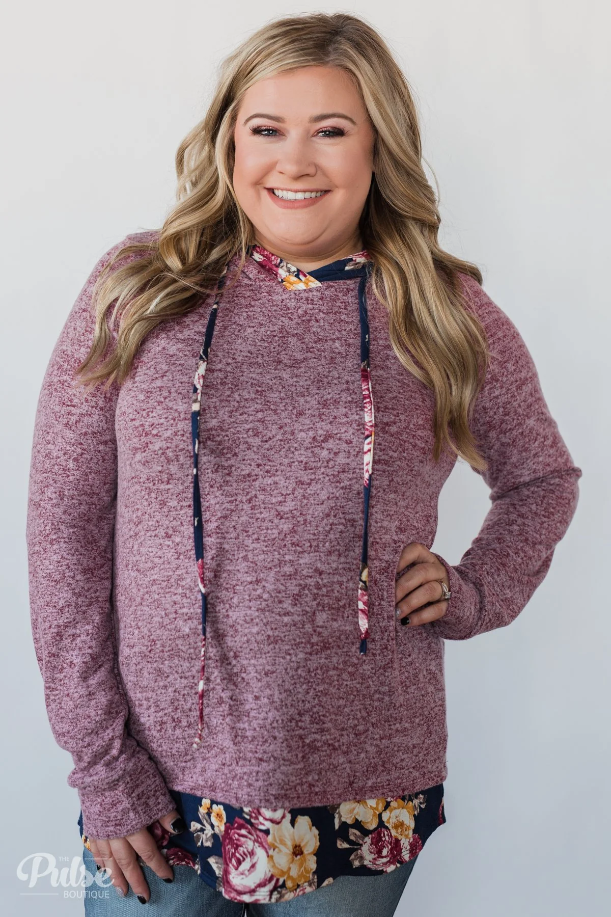 Most of All Floral Hoodie- Heather Plum - Image 2