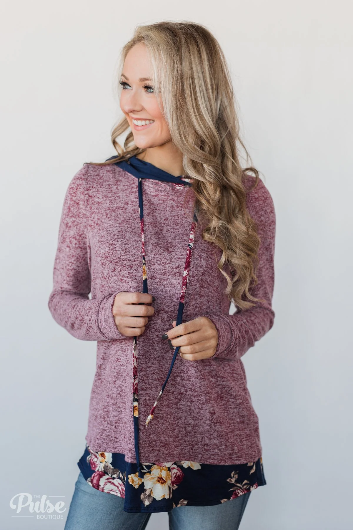 Most of All Floral Hoodie- Heather Plum - Image 4