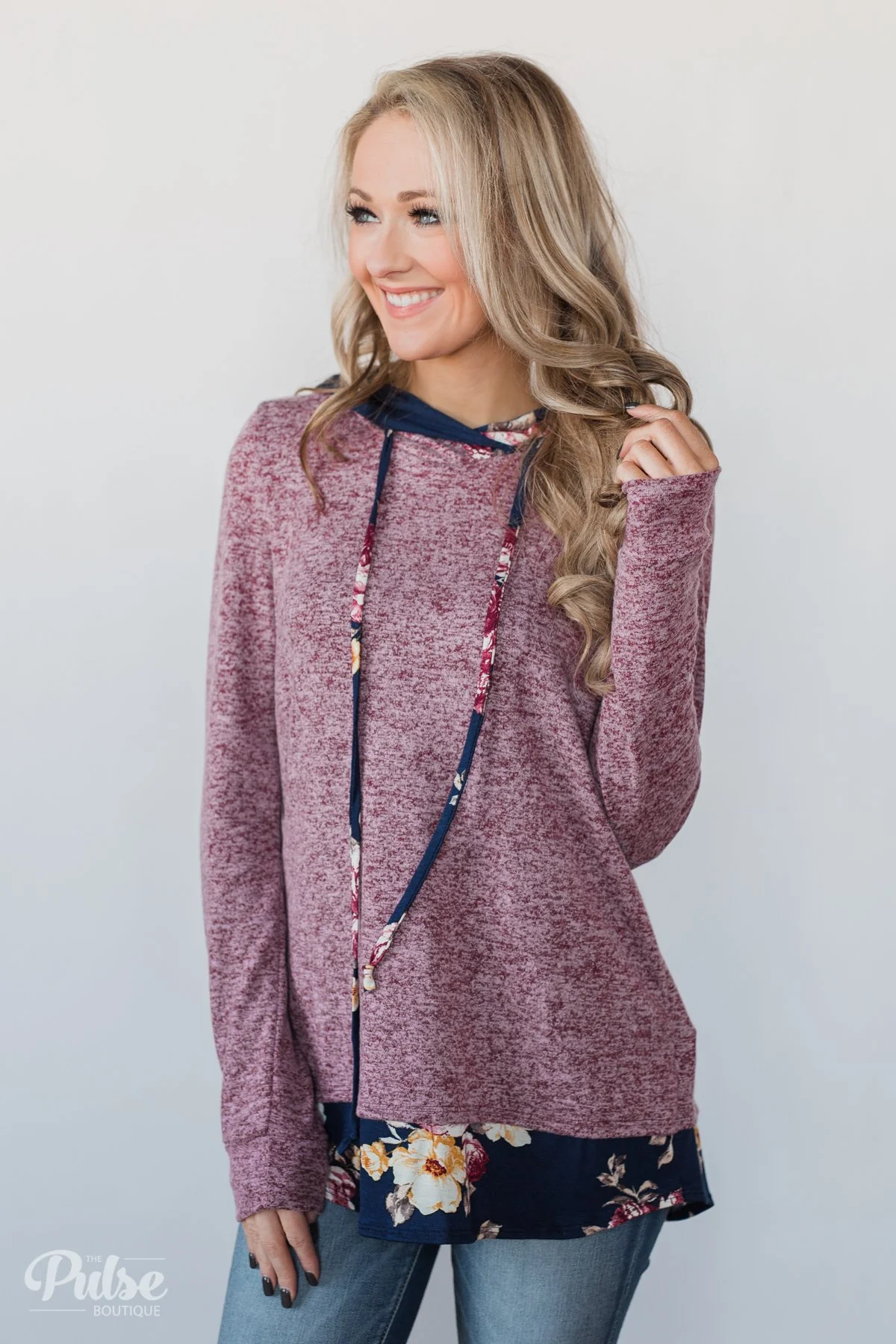 Most of All Floral Hoodie- Heather Plum - Image 5