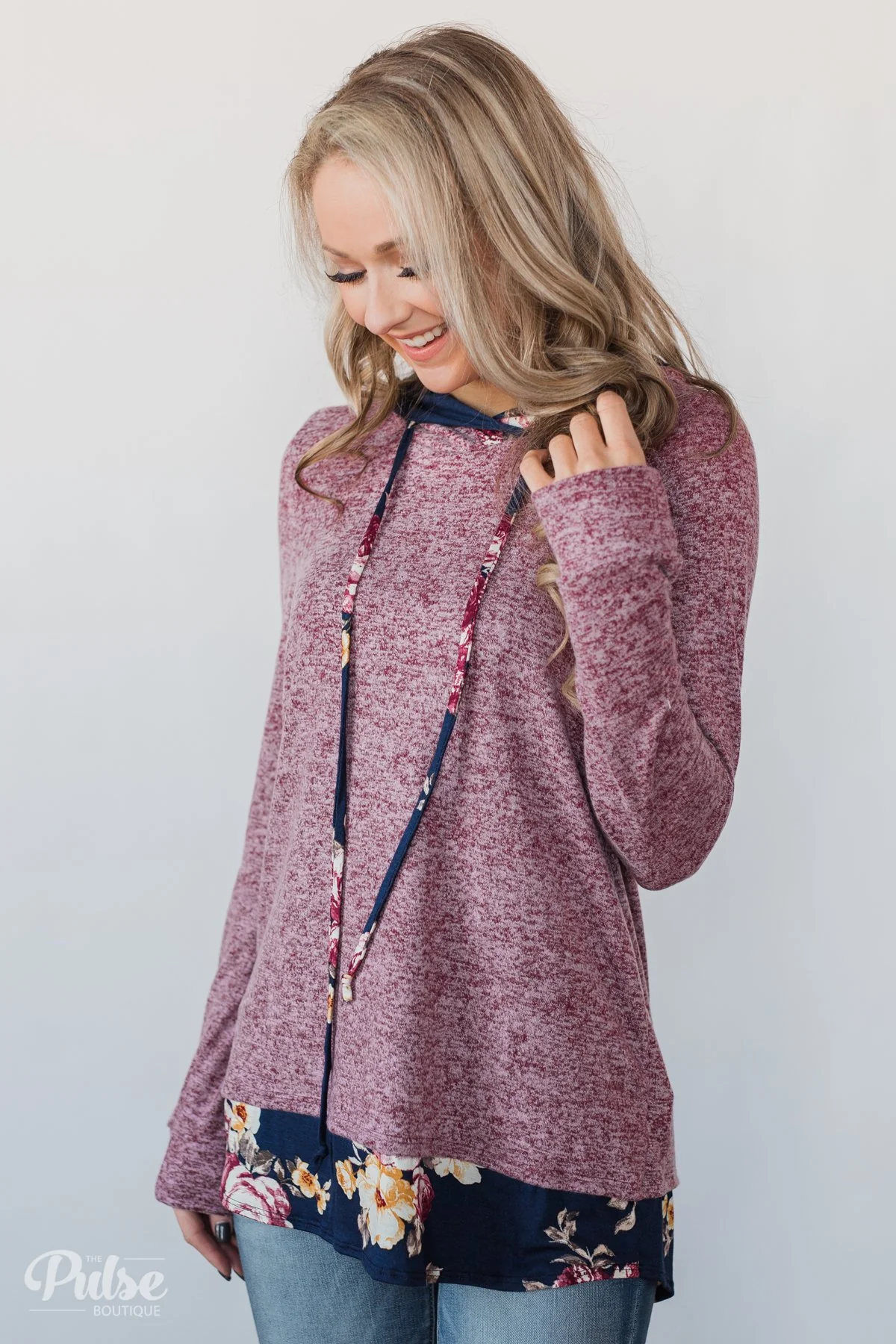 Most of All Floral Hoodie- Heather Plum - Image 6
