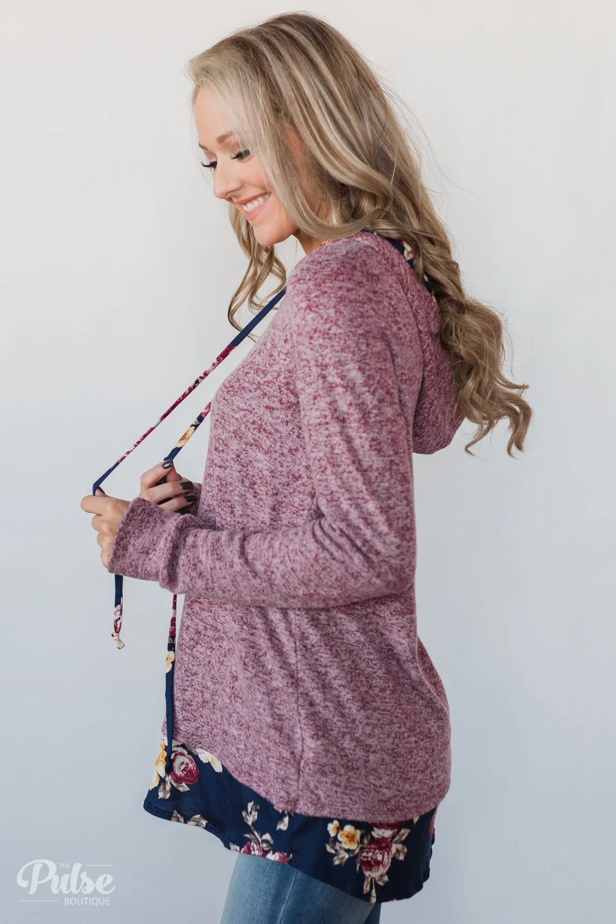 Most of All Floral Hoodie- Heather Plum - Image 7