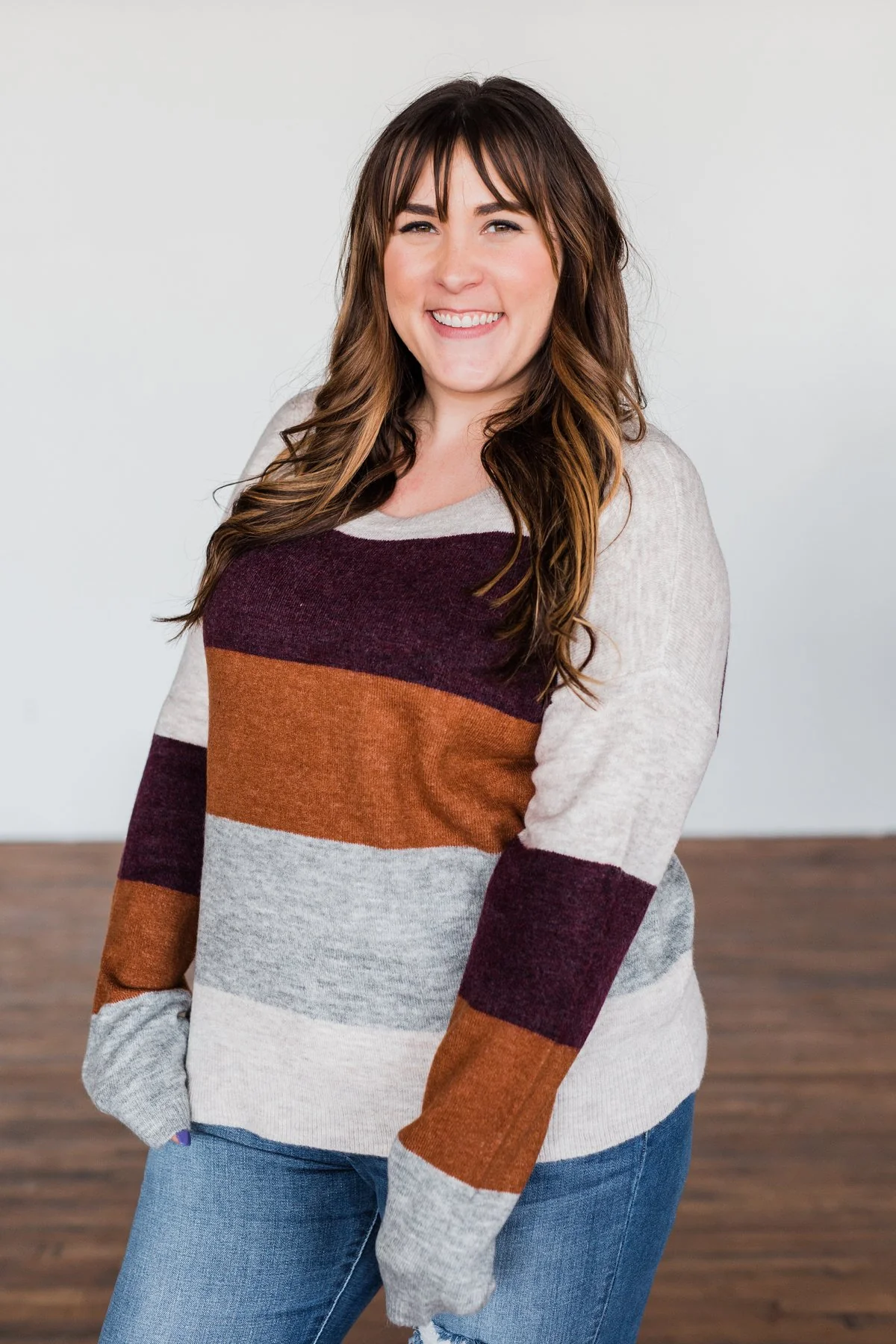 Mountain Getaway Sweater- Burgundy & Natural Tones - Image 10