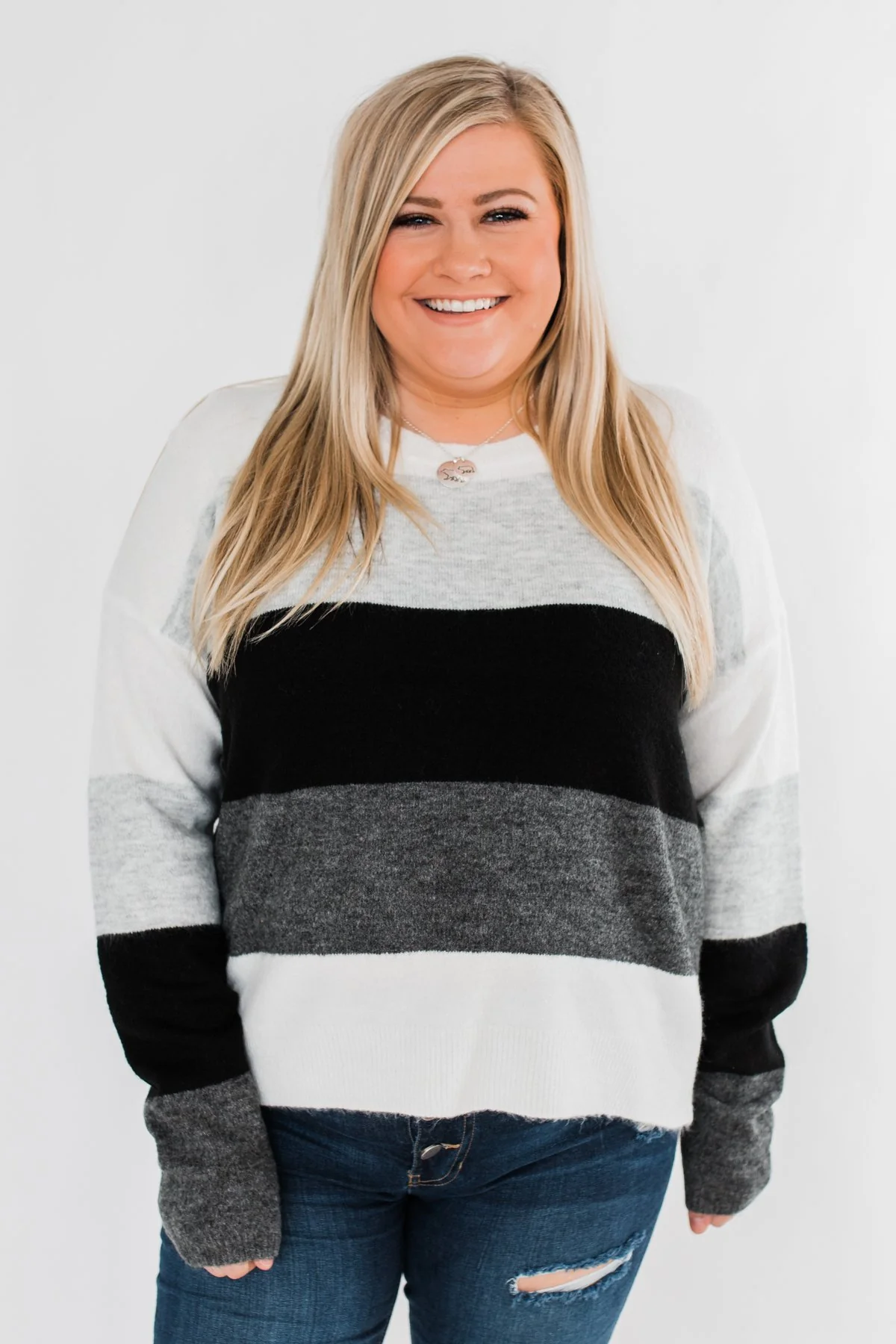 Mountain Getaway Color Block Sweater- Onyx Tones - Image 2