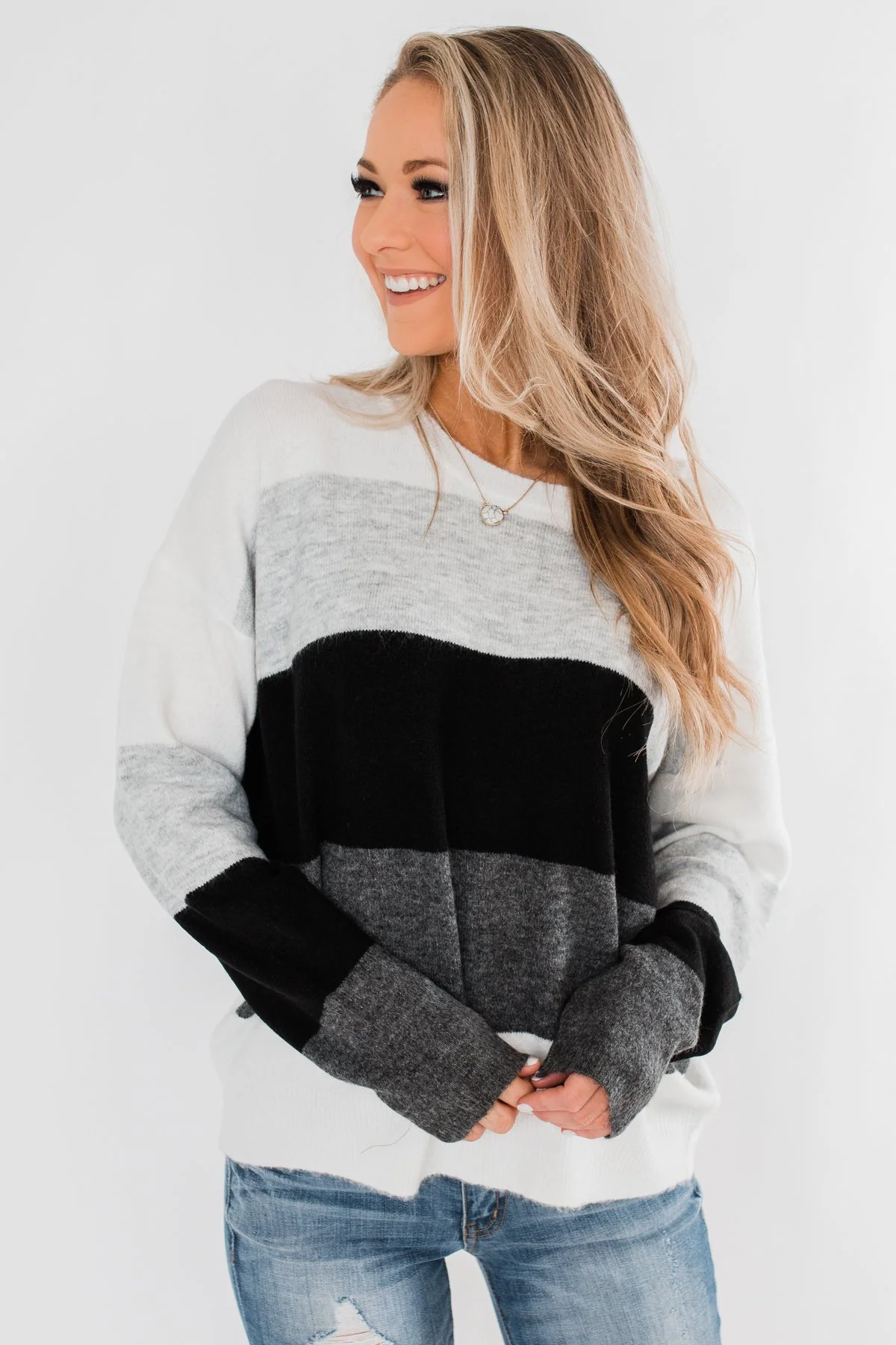 Mountain Getaway Color Block Sweater- Onyx Tones - Image 6
