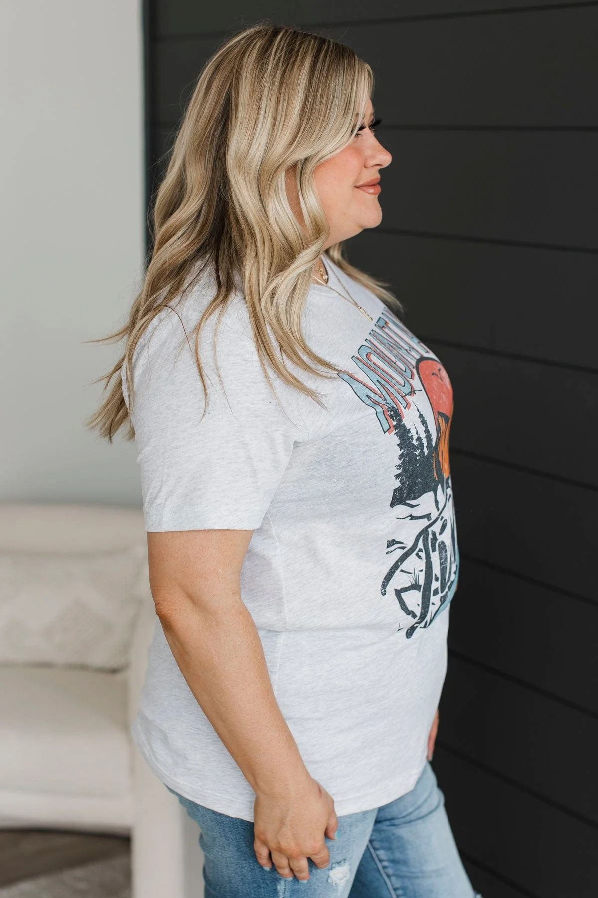 "Mountain Time" Graphic Tee- Heather Grey - Image 6
