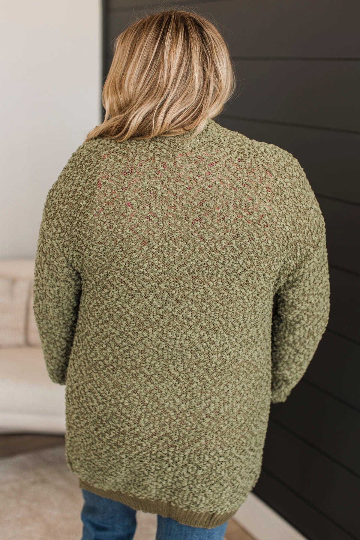 Movie Date Popcorn Knit Cardigan- Army Green - Image 6