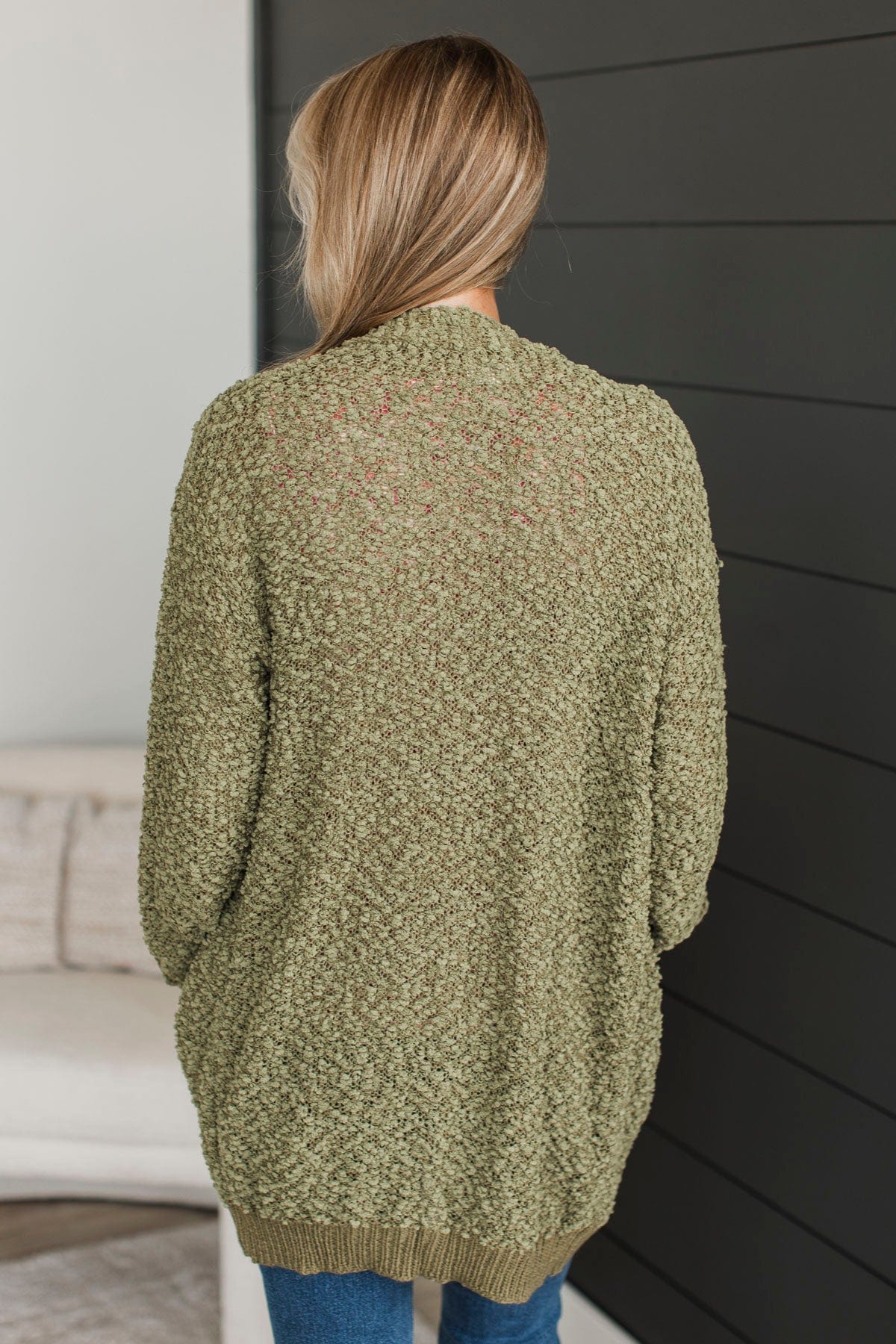 Movie Date Popcorn Knit Cardigan- Army Green - Image 8