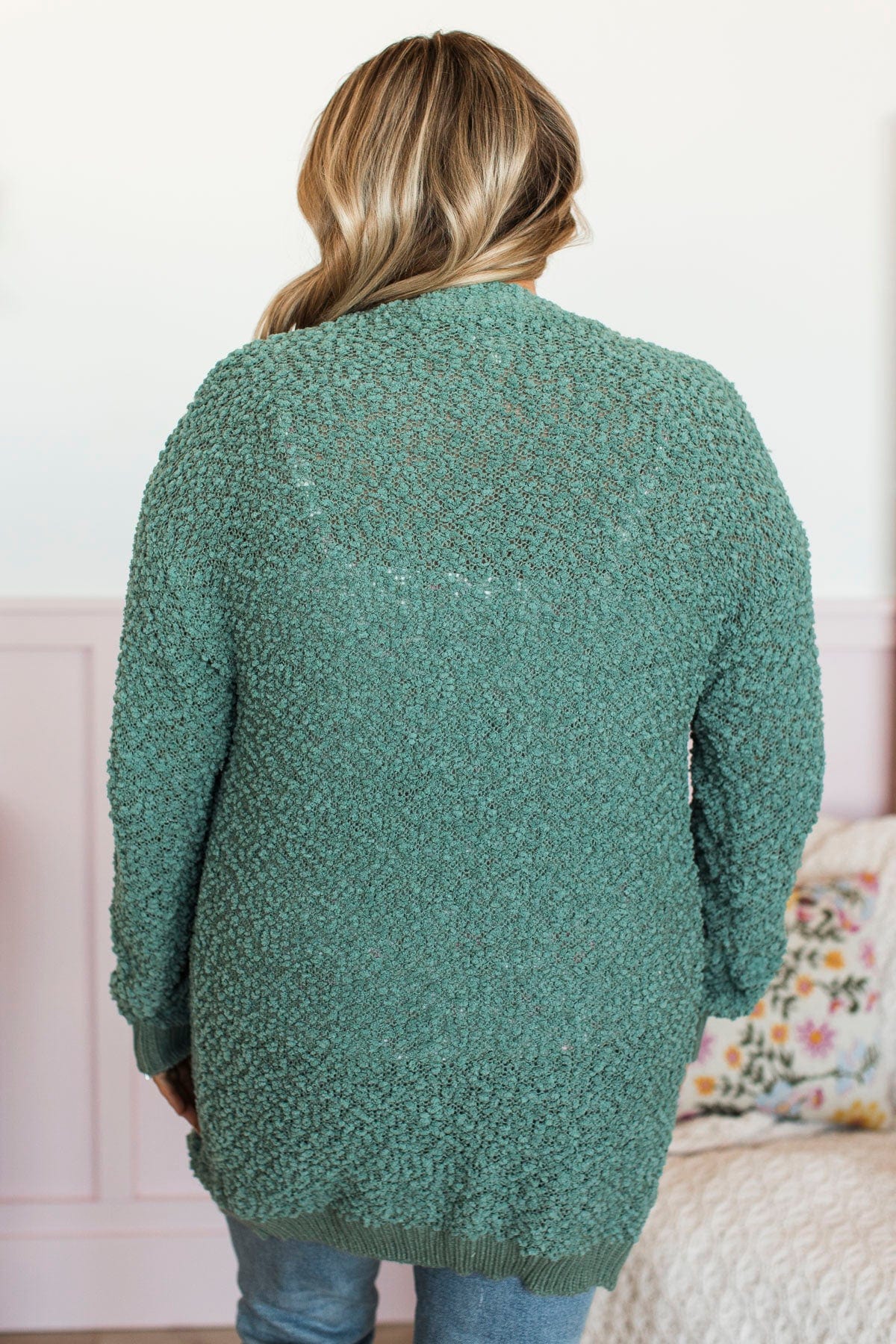 Movie Date Popcorn Knit Cardigan- Dark Sage - Image 12
