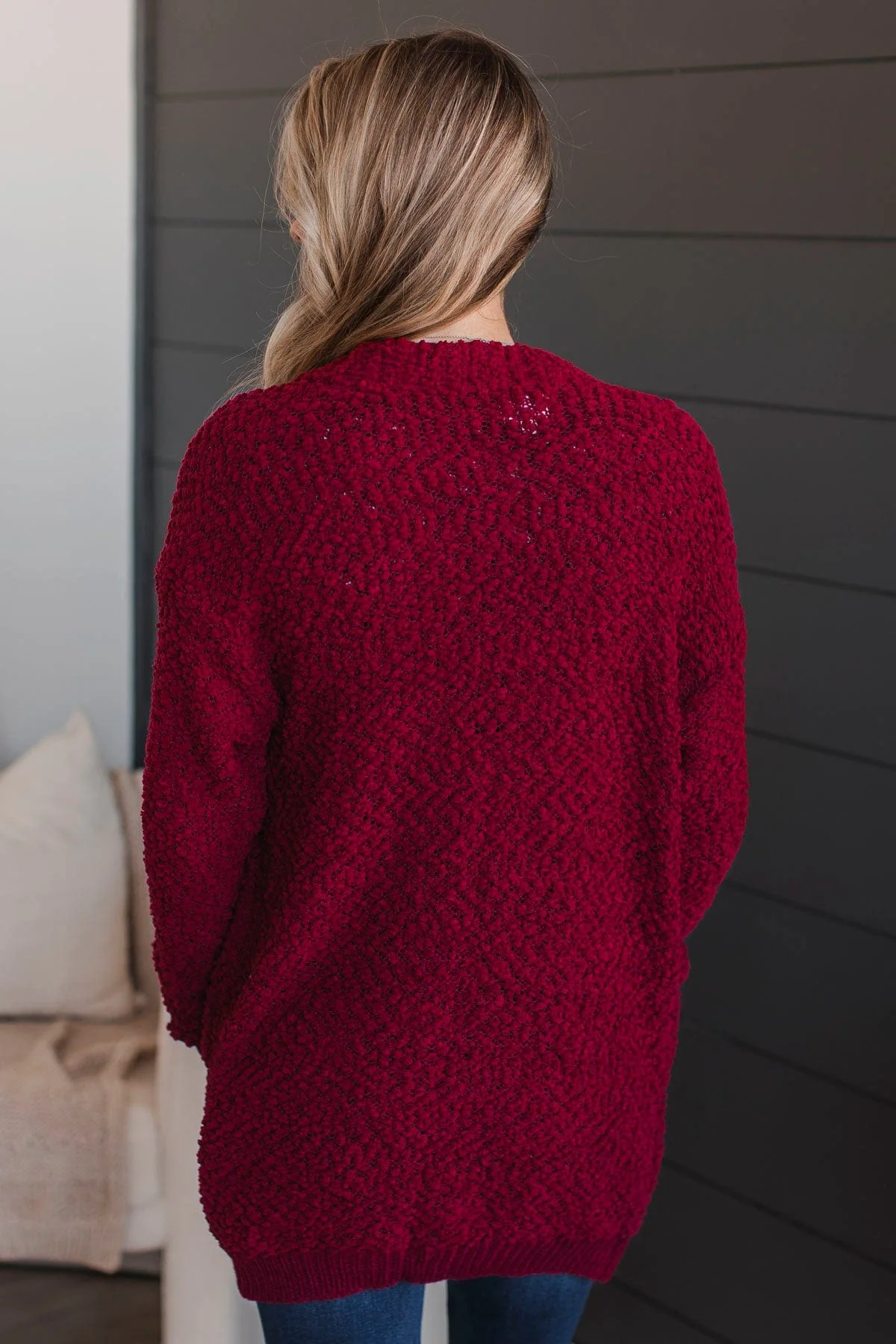 Movie Date Popcorn Knit Cardigan- Deep Red - Image 7
