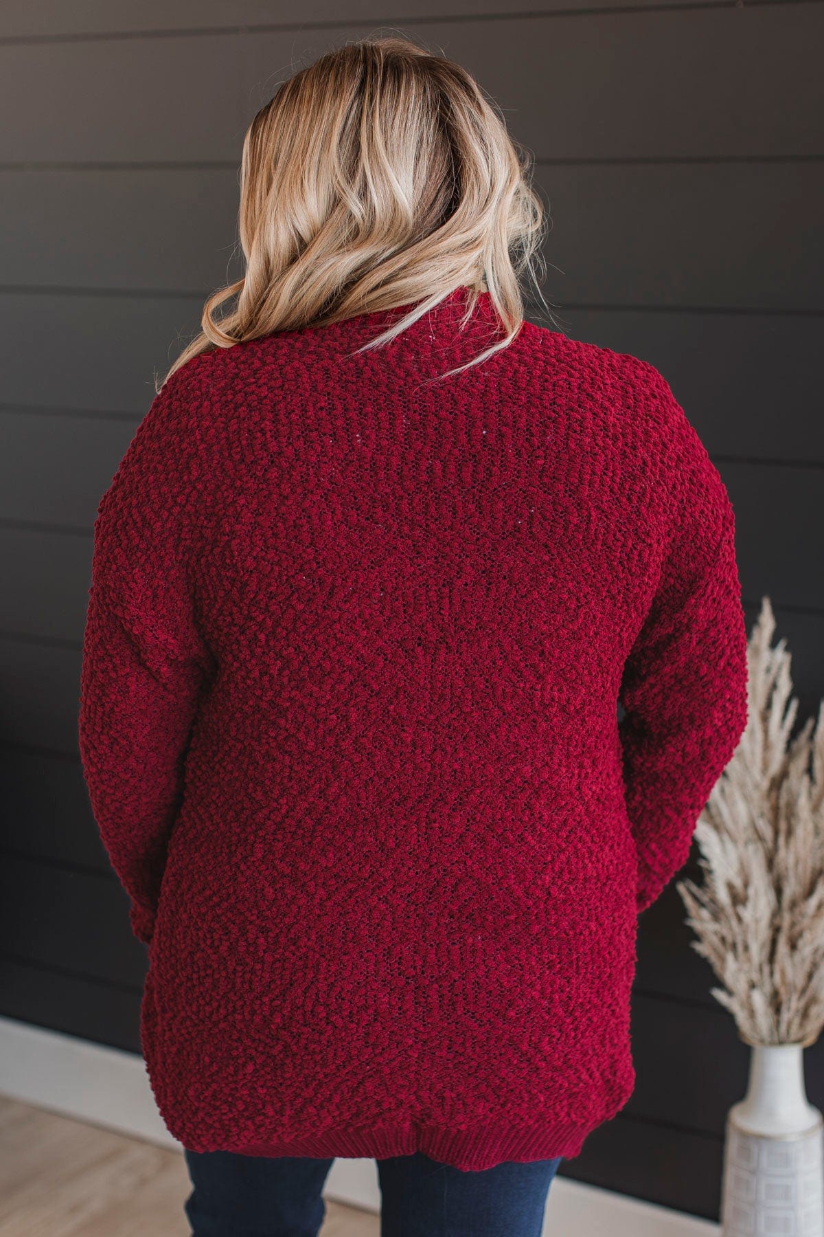 Movie Date Popcorn Knit Cardigan- Deep Red - Image 8