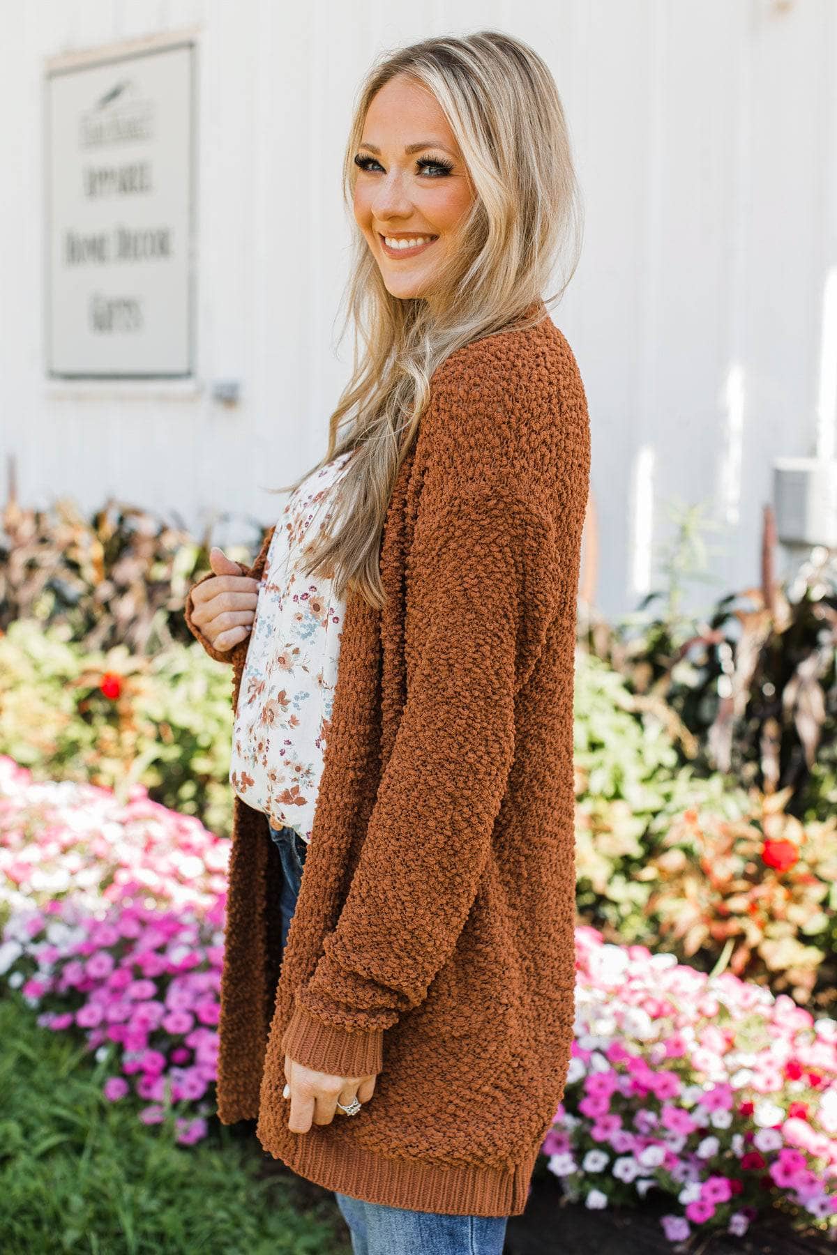 Movie Date Popcorn Knit Cardigan- Rust - Image 2