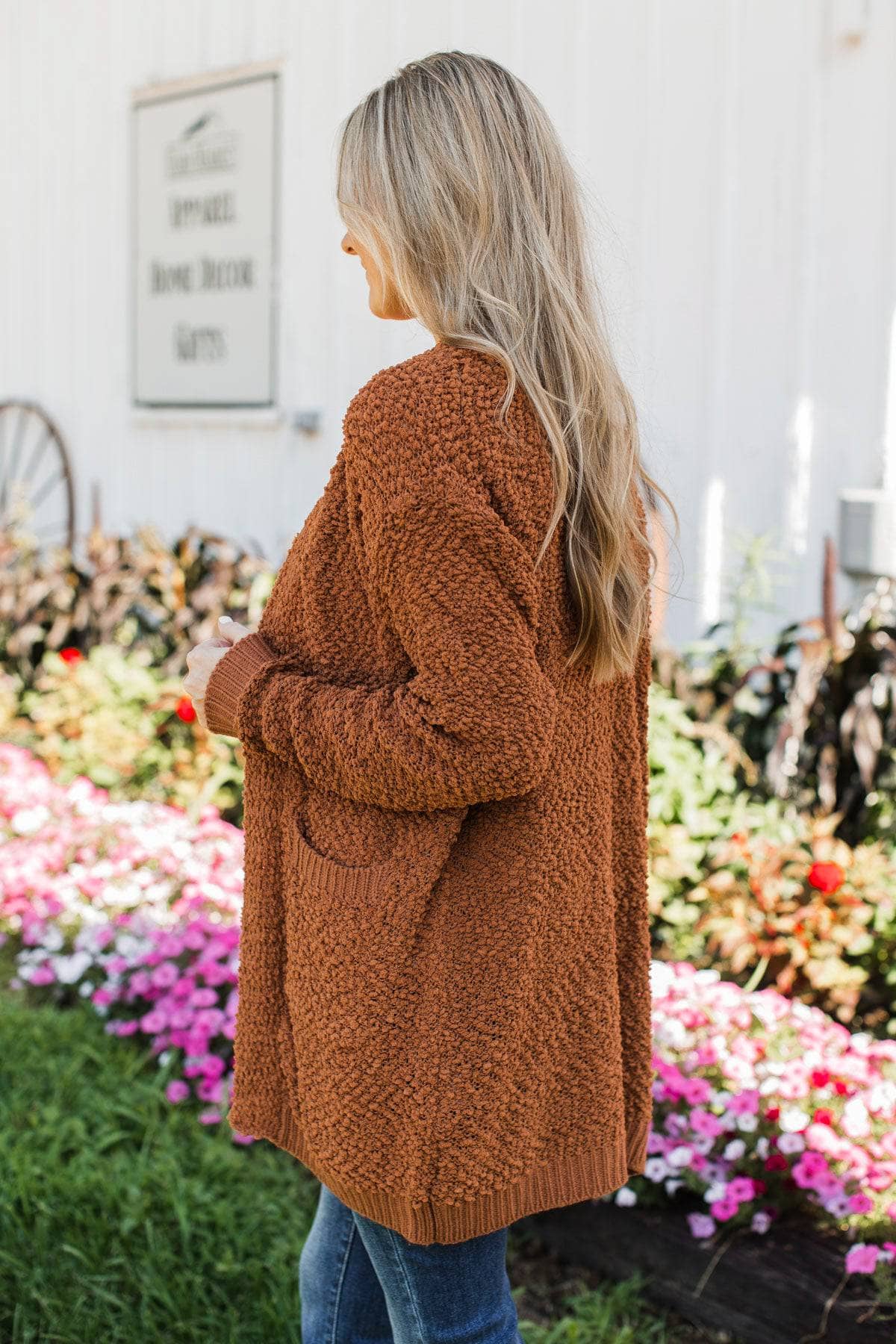 Movie Date Popcorn Knit Cardigan- Rust - Image 3