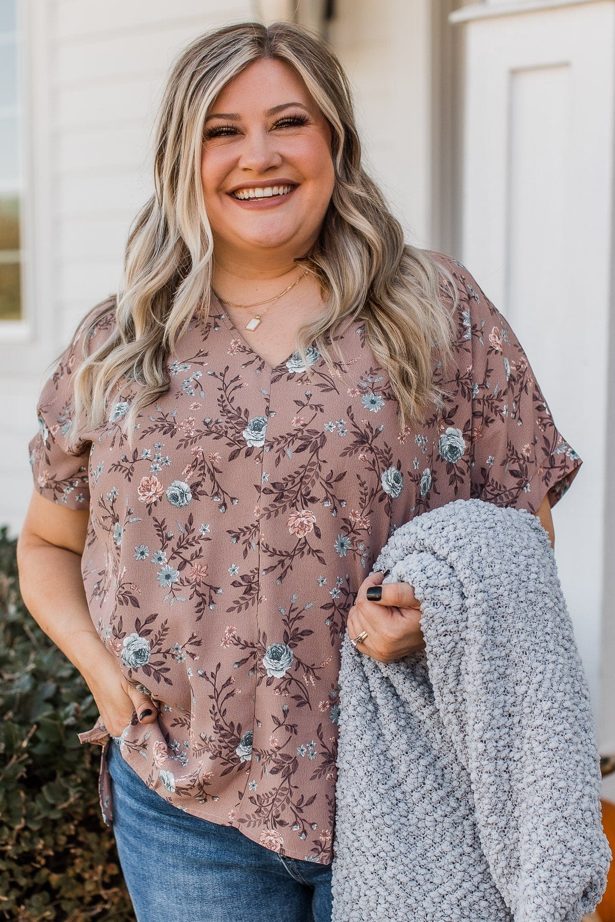 Much To My Delight Floral Blouse- Pale Mauve - Image 3