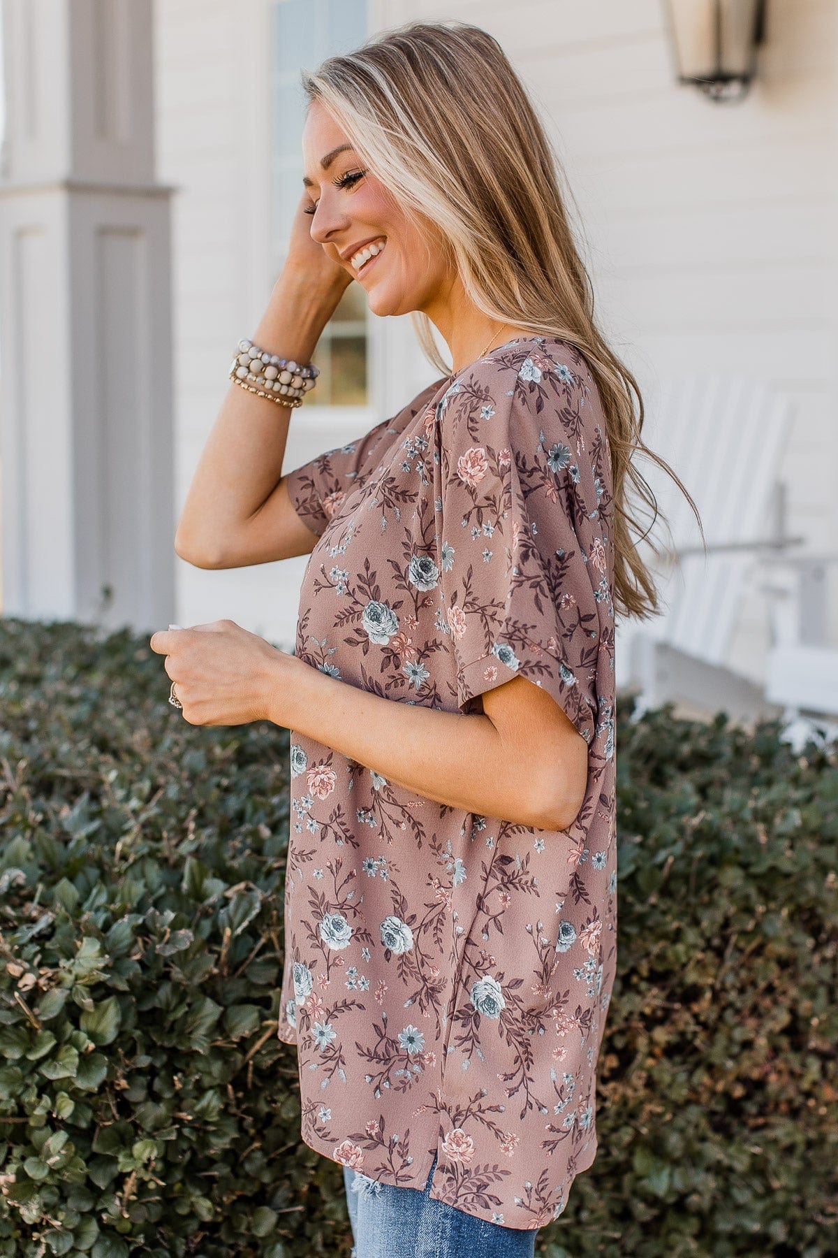 Much To My Delight Floral Blouse- Pale Mauve - Image 6