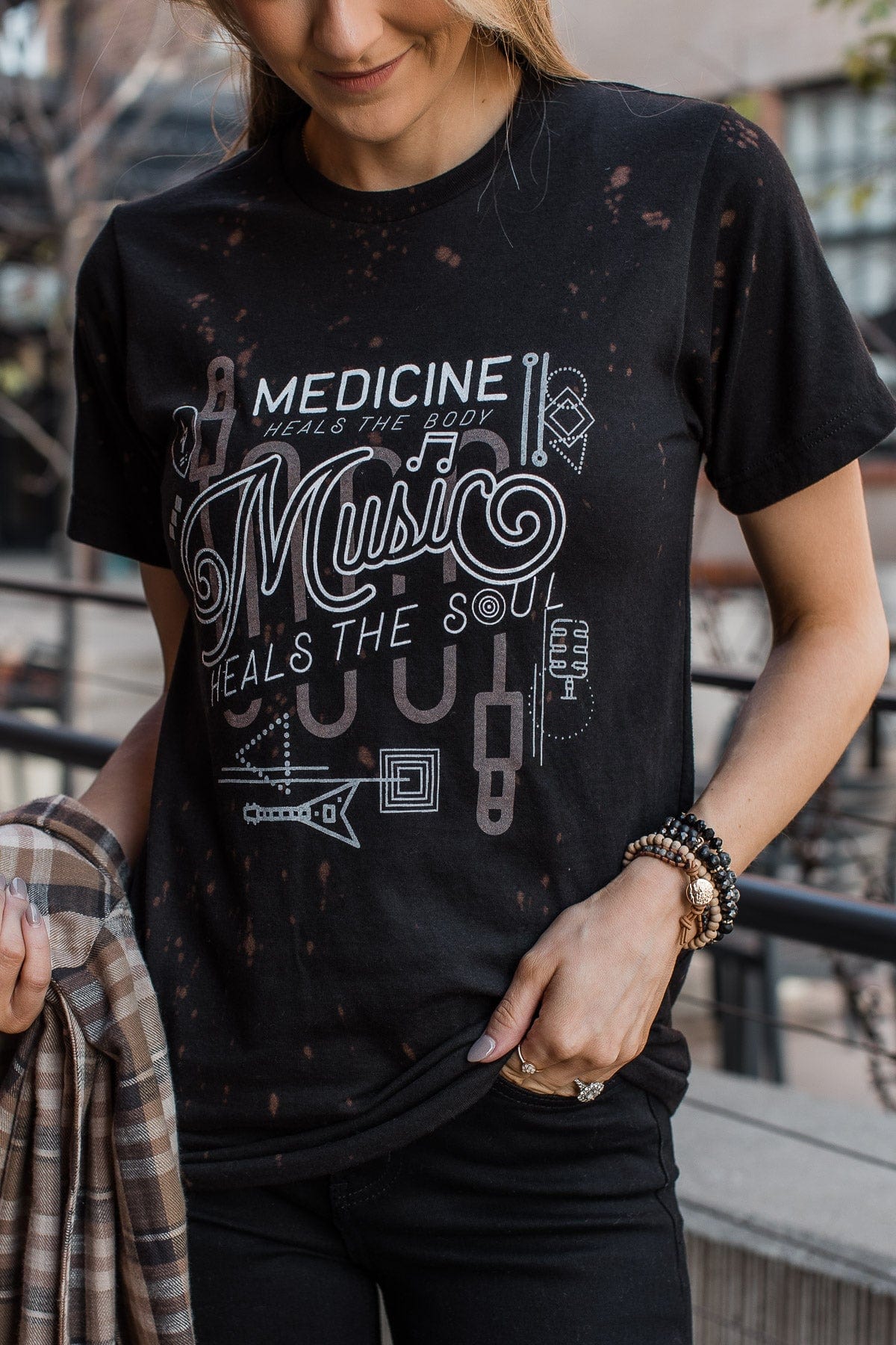 "Music Heals The Soul" Graphic Tee- Black