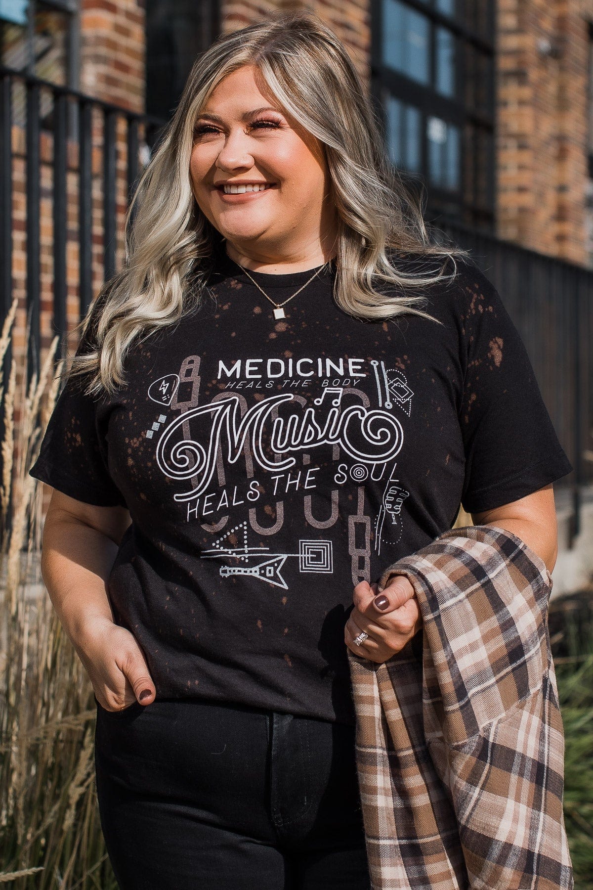 "Music Heals The Soul" Graphic Tee- Black - Image 3