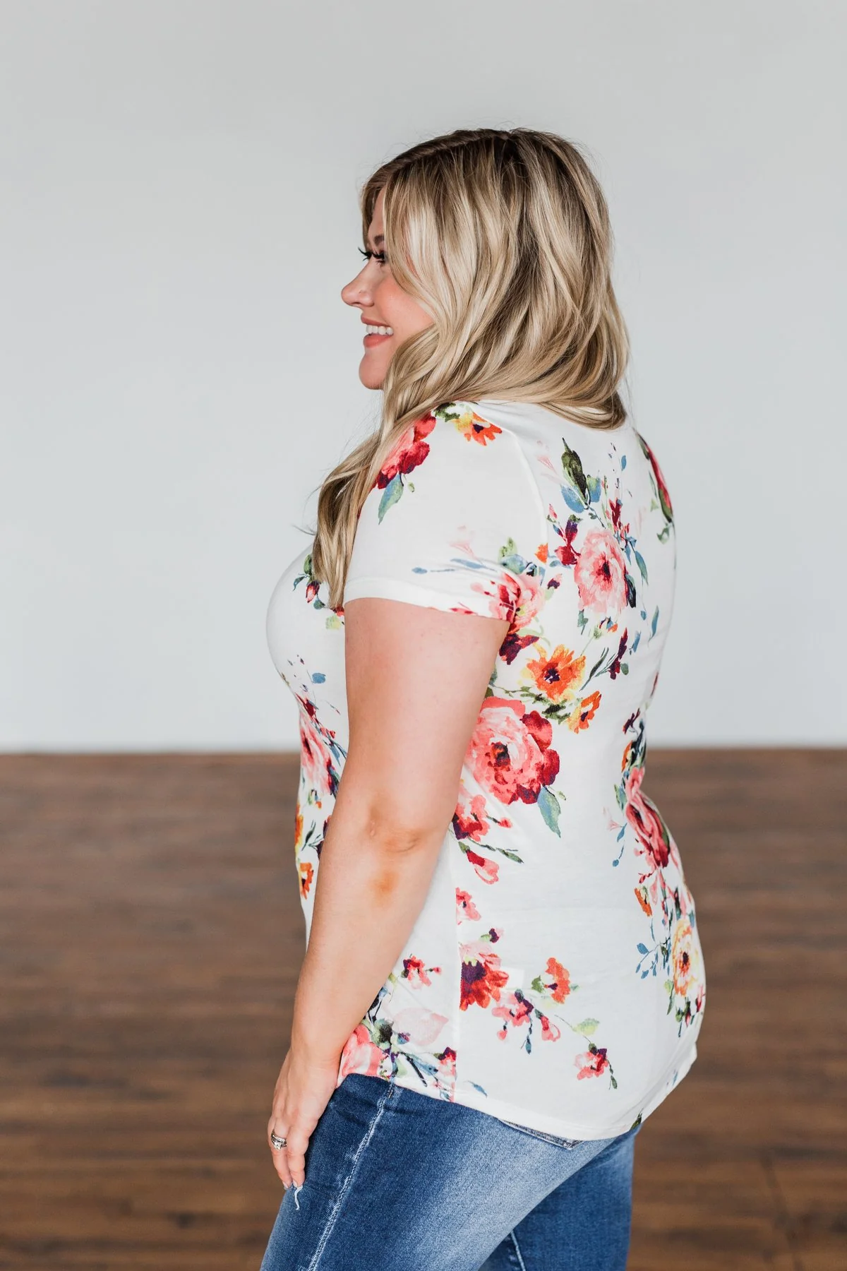 Music To My Ears Short Sleeve Floral Top- Ivory - Image 14