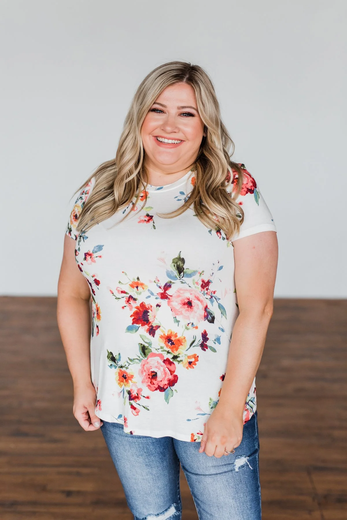 Music To My Ears Short Sleeve Floral Top- Ivory - Image 6