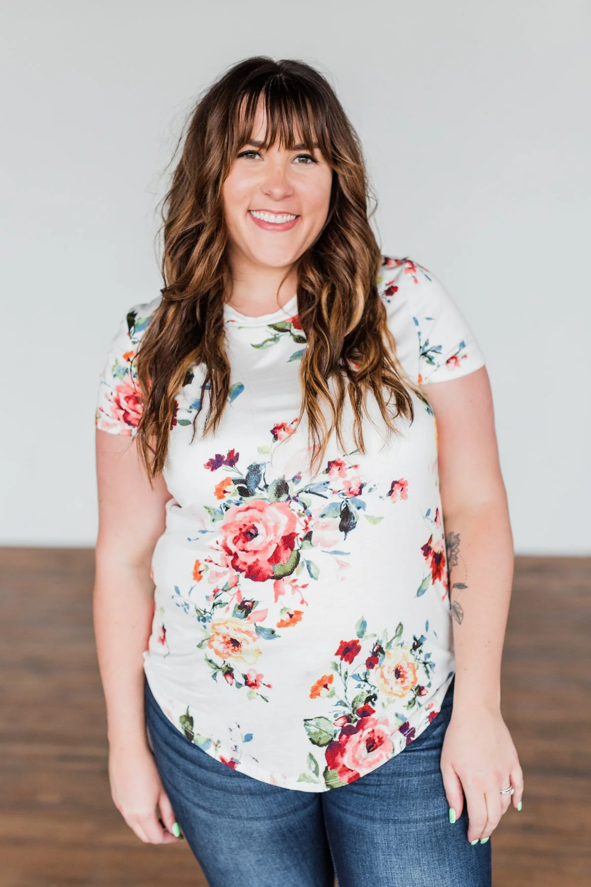 Music To My Ears Short Sleeve Floral Top- Ivory - Image 7