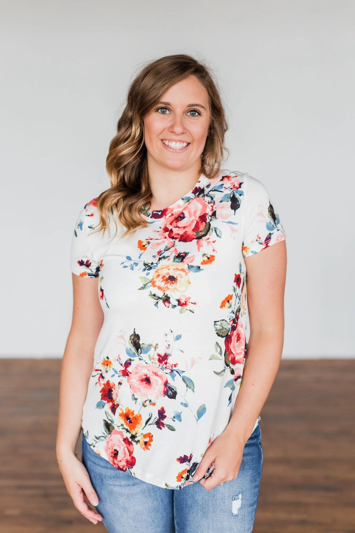 Music To My Ears Short Sleeve Floral Top- Ivory - Image 8