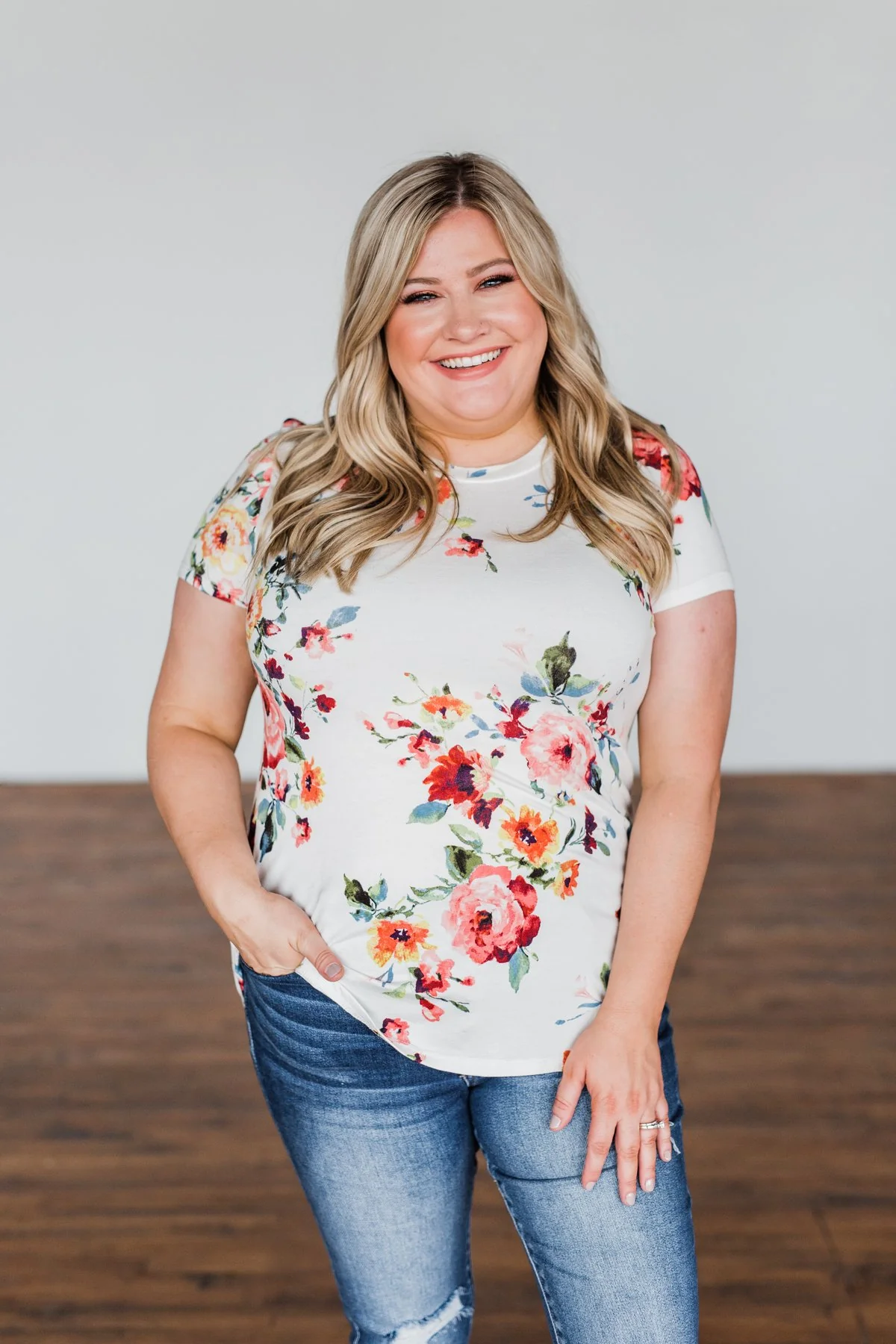 Music To My Ears Short Sleeve Floral Top- Ivory - Image 9