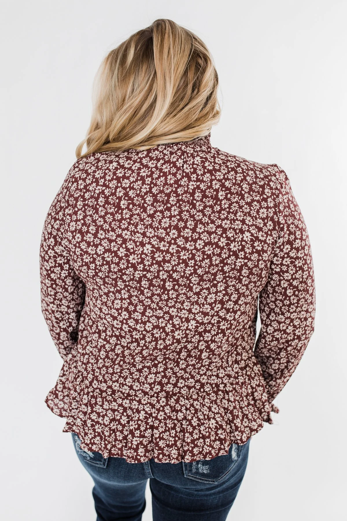 Must Be Love Floral Cinched Blouse- Clay Brown - Image 9